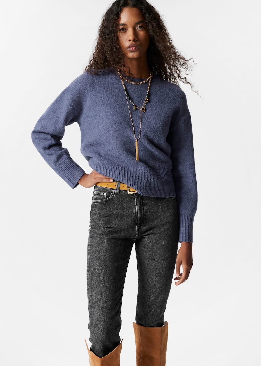 Pull décontracté en maille - Bleu marine - Lookbook