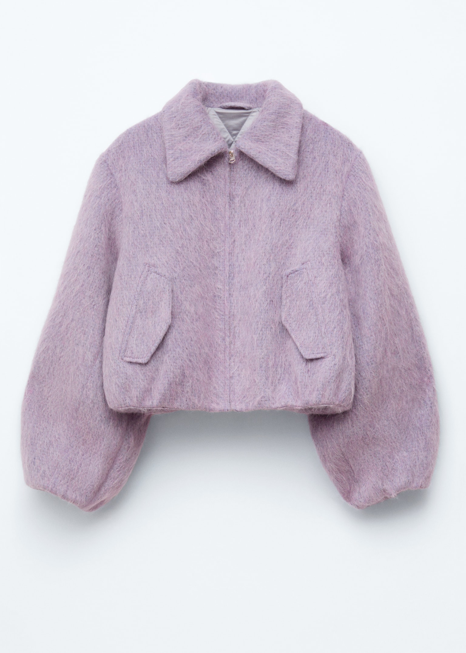 Cropped Wool Bomber Jacket - Lilla - 2