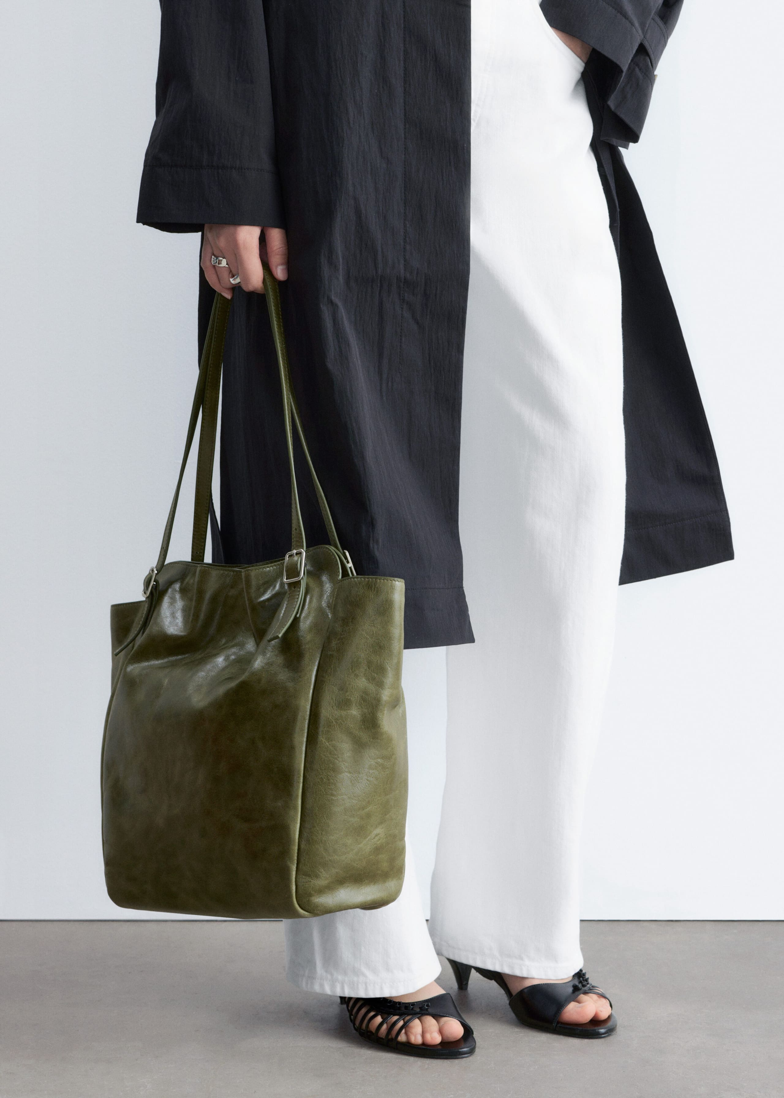 Image of Buckle-Strap Leather Tote