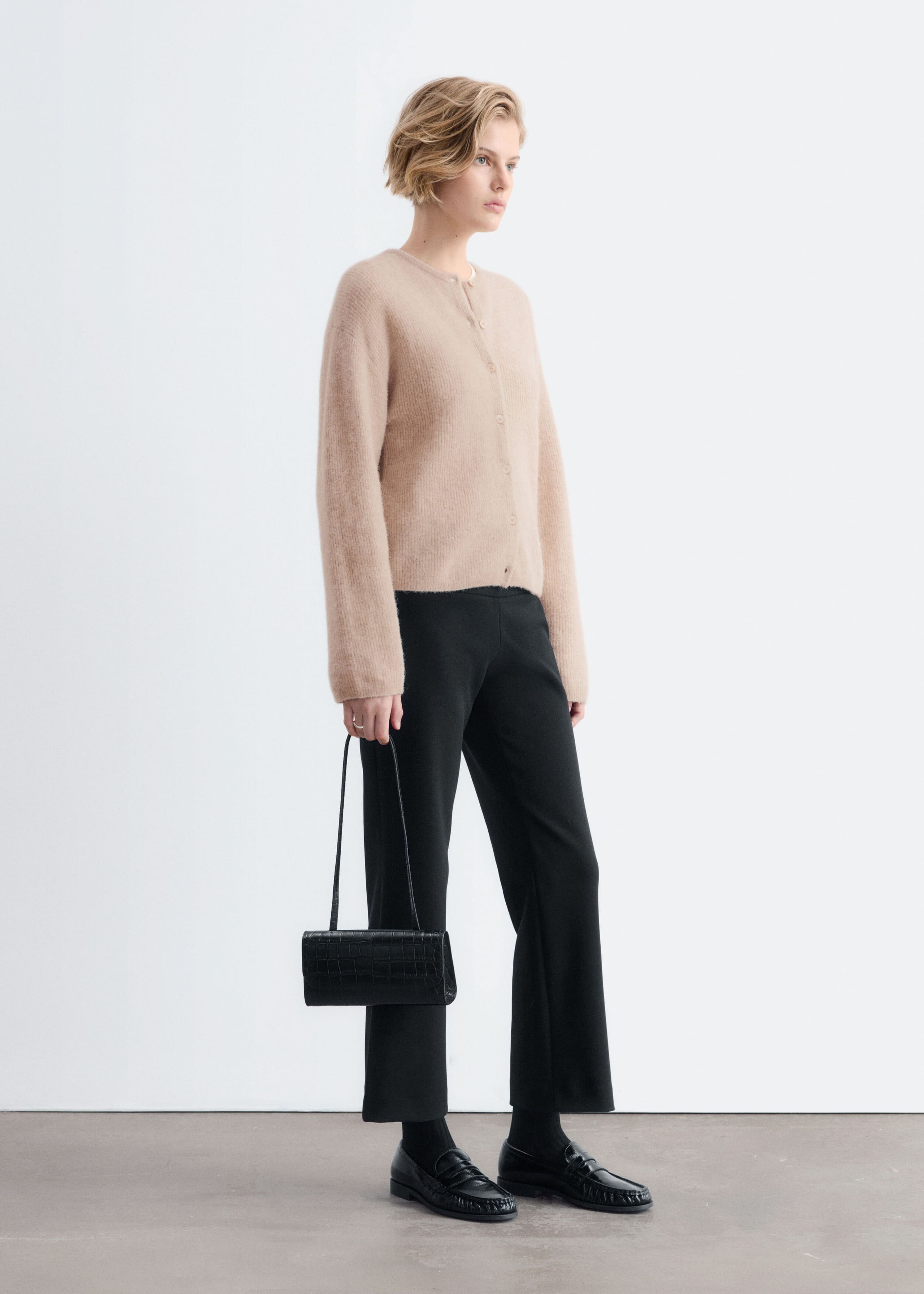 Alpaca-Blend Knitted Cardigan - Beige - Lookbook
