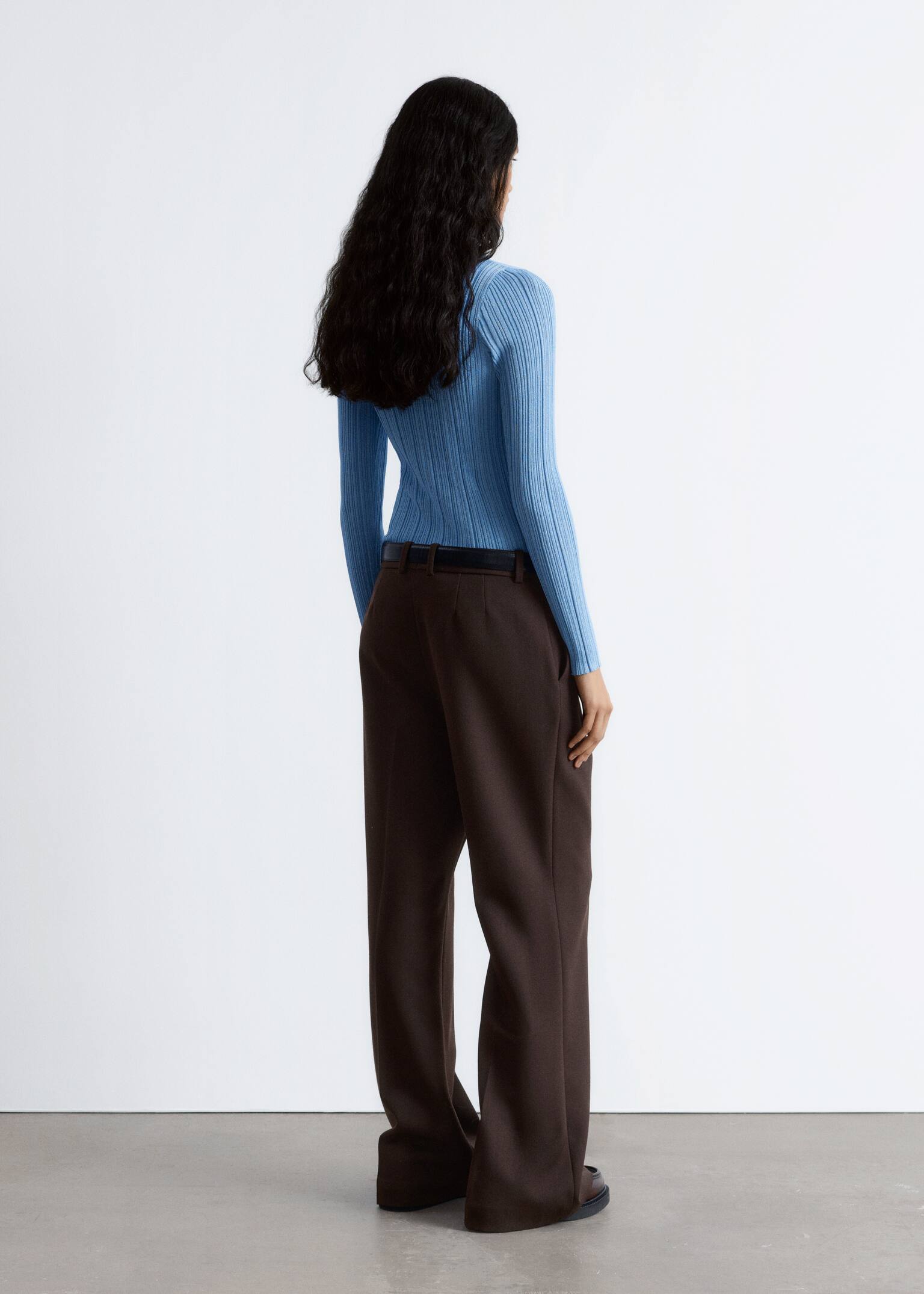 Maletă din tricot cu lurex și guler înalt - Albastru deschis/Maro închis/Turcoaz închis - 6