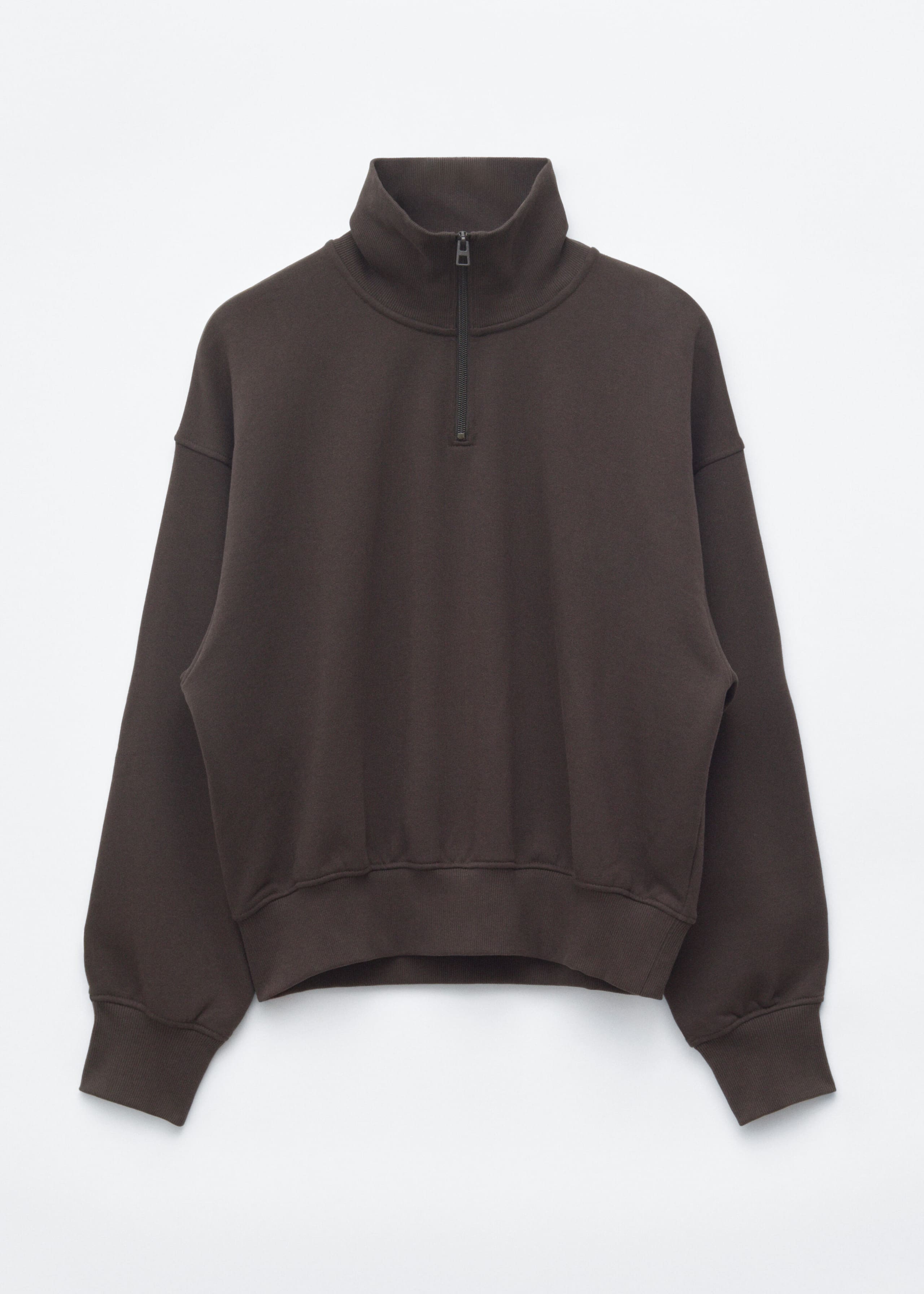 Half-Zip Cotton Sweatshirt - Dark Brown - Still Life