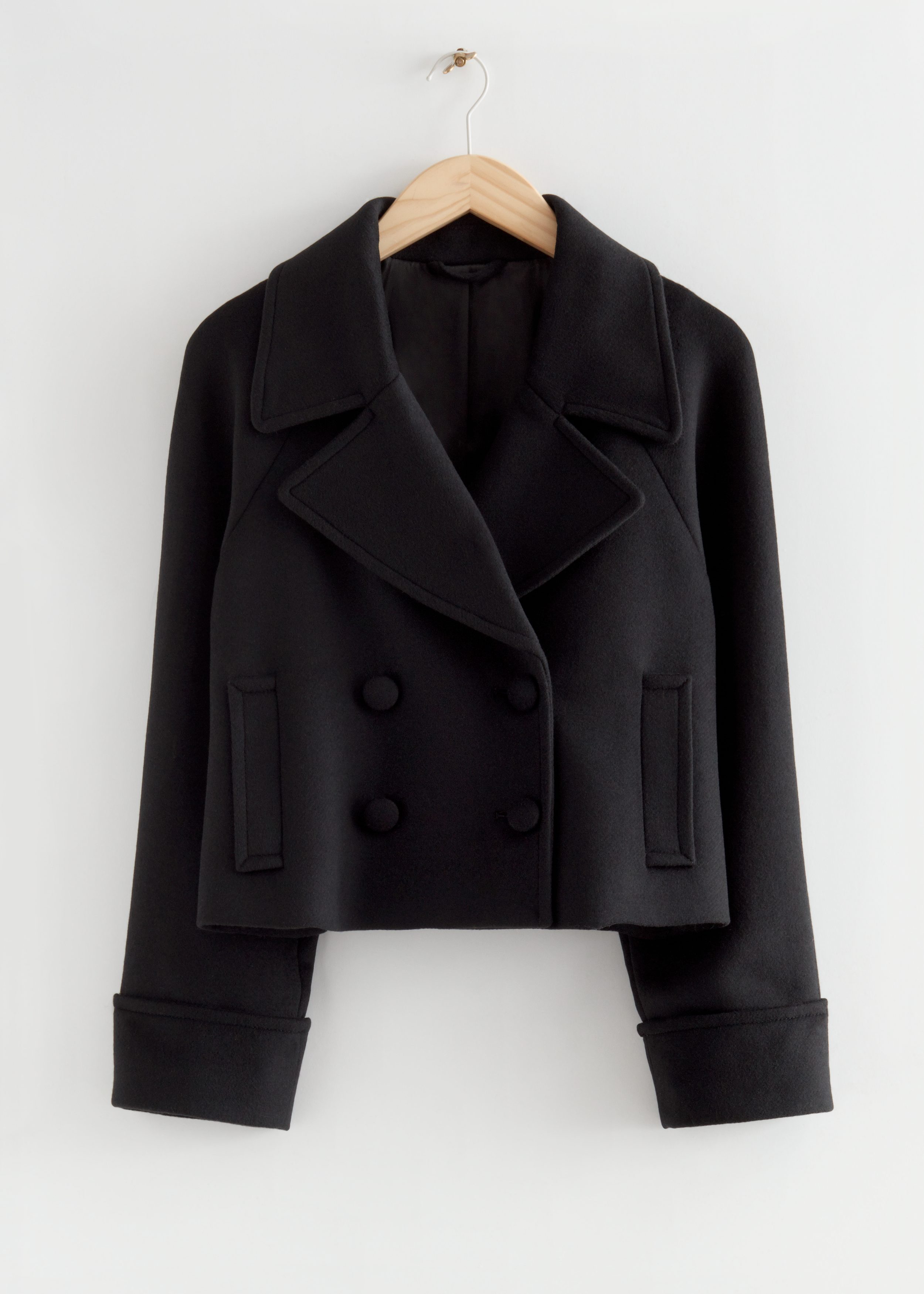 Double-Breasted Wool Pea Coat - Black - & Other Stories US