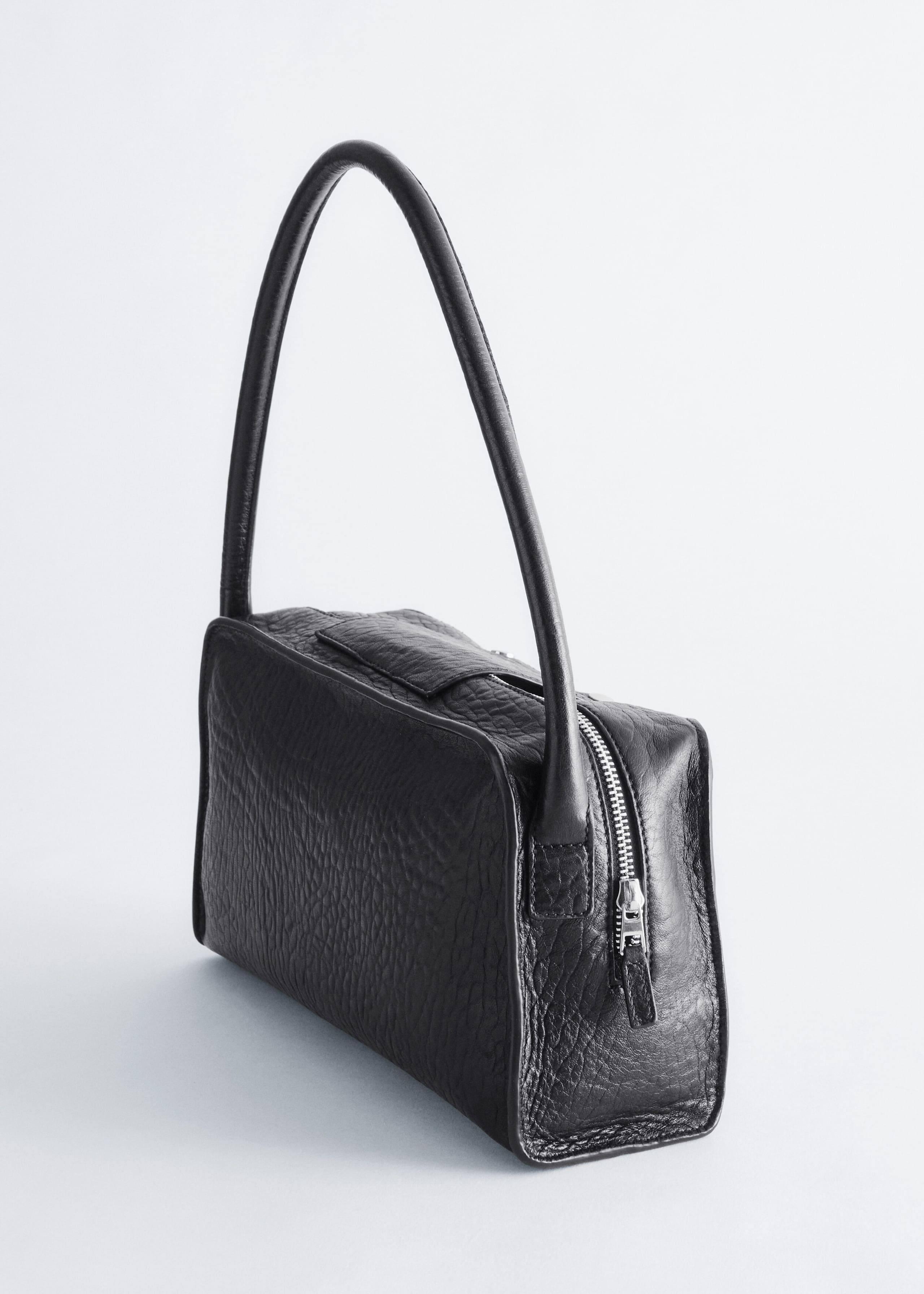 Curved Leather Bag - Dark Brown - Still Life