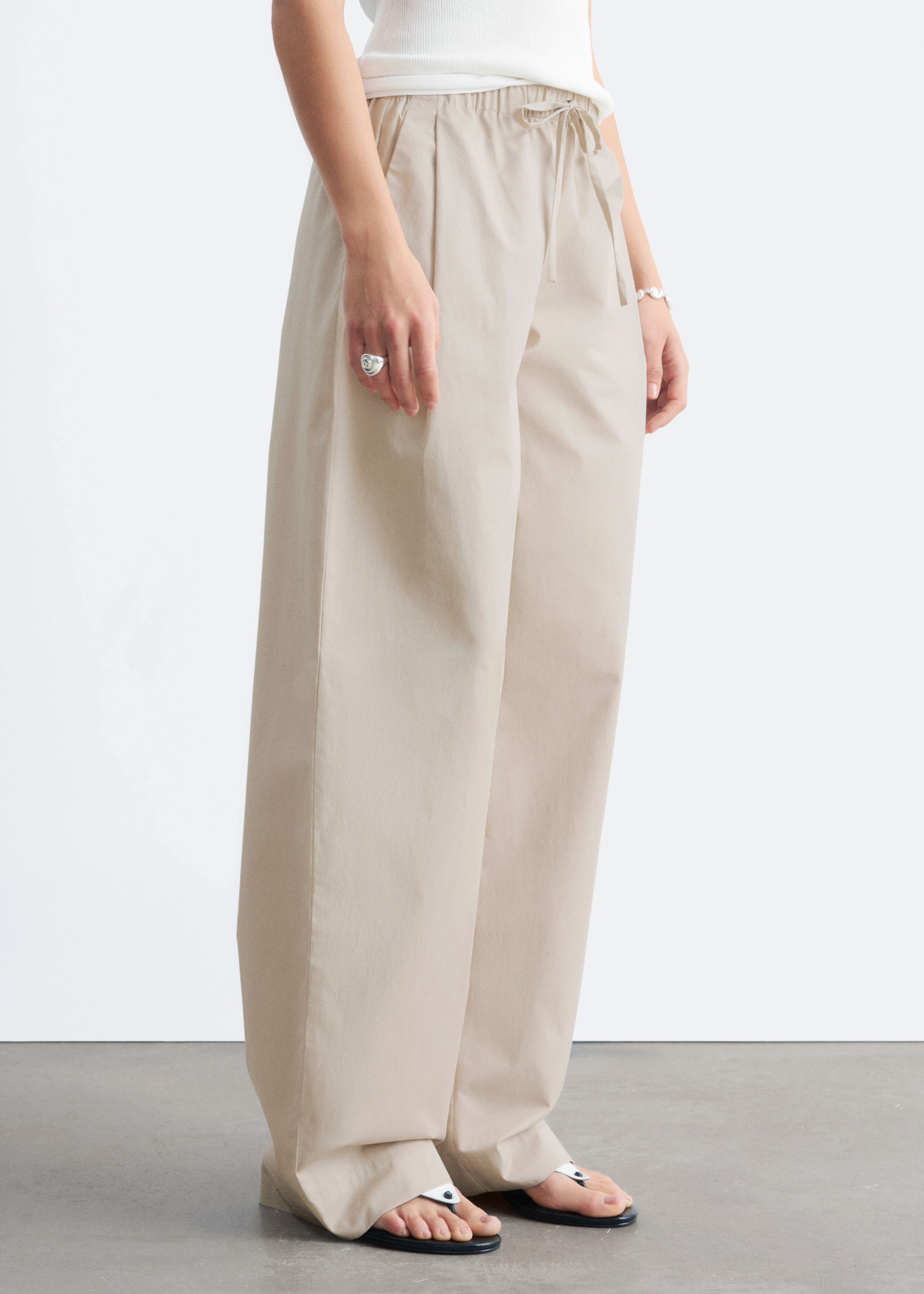 Image of Cotton Twill Drawstring Trousers