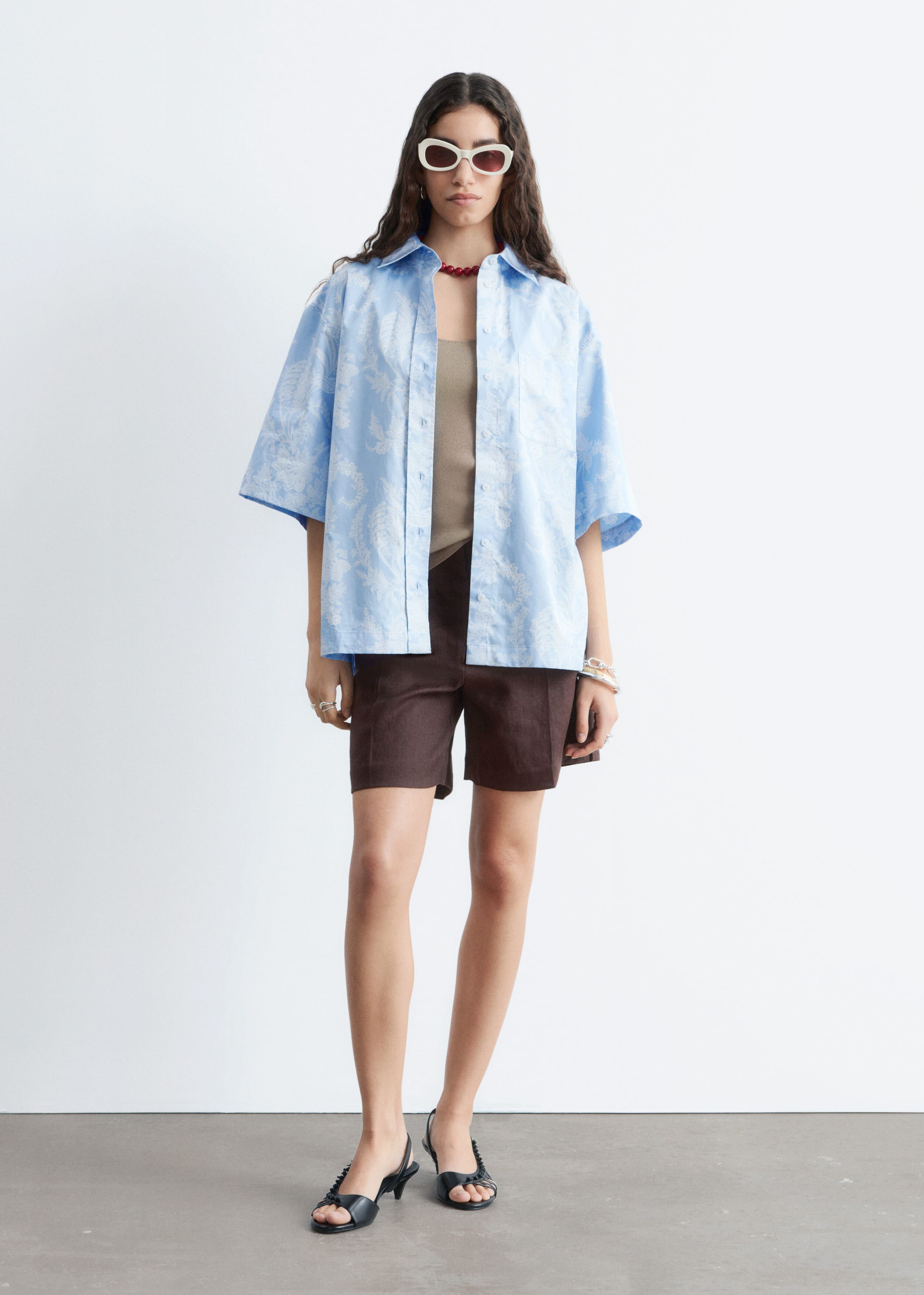 Cotton Short-Sleeve Shirt - Light Blue/Paisley - Lookbook