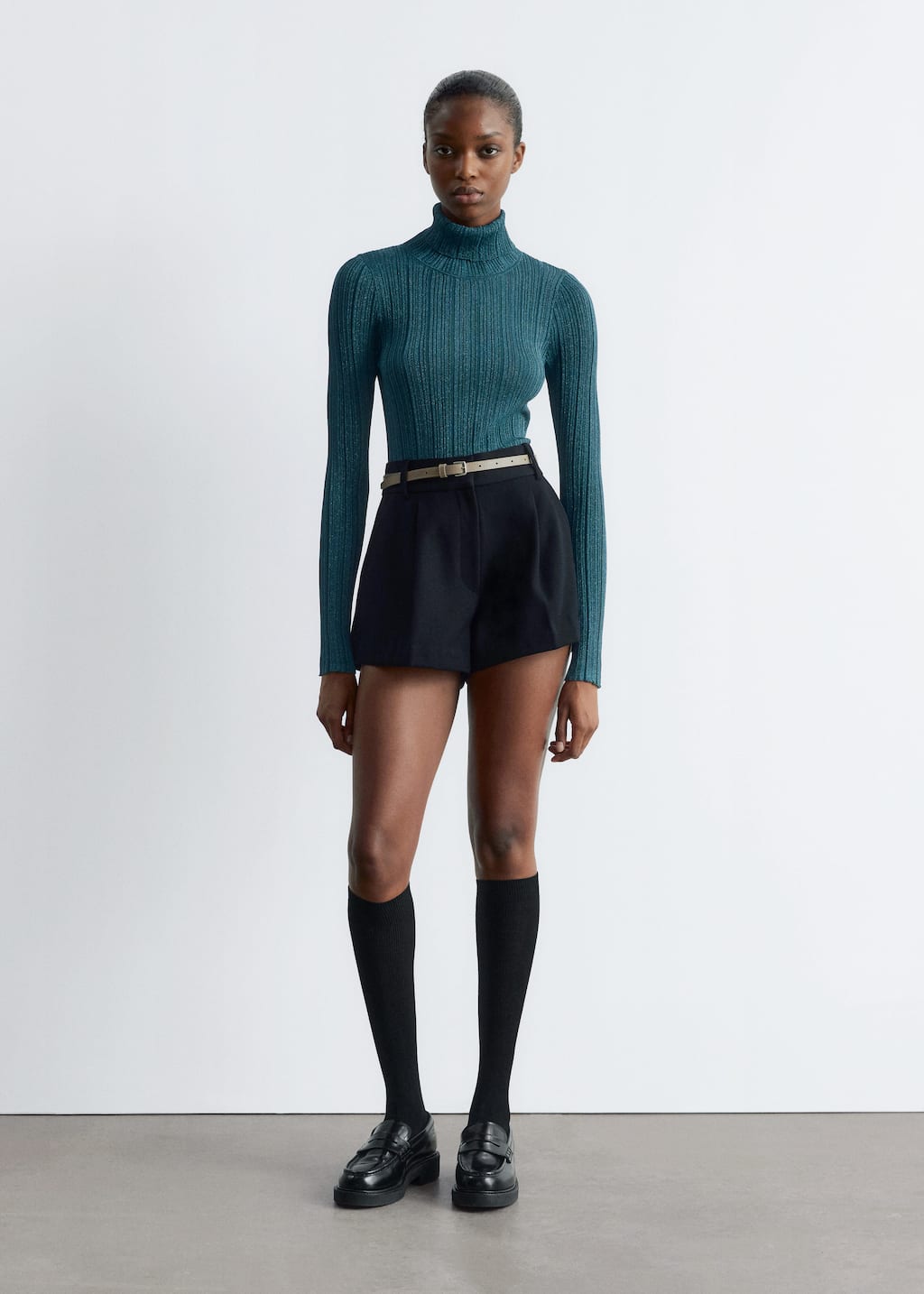 Image of Rib-Knit Lurex Turtleneck
