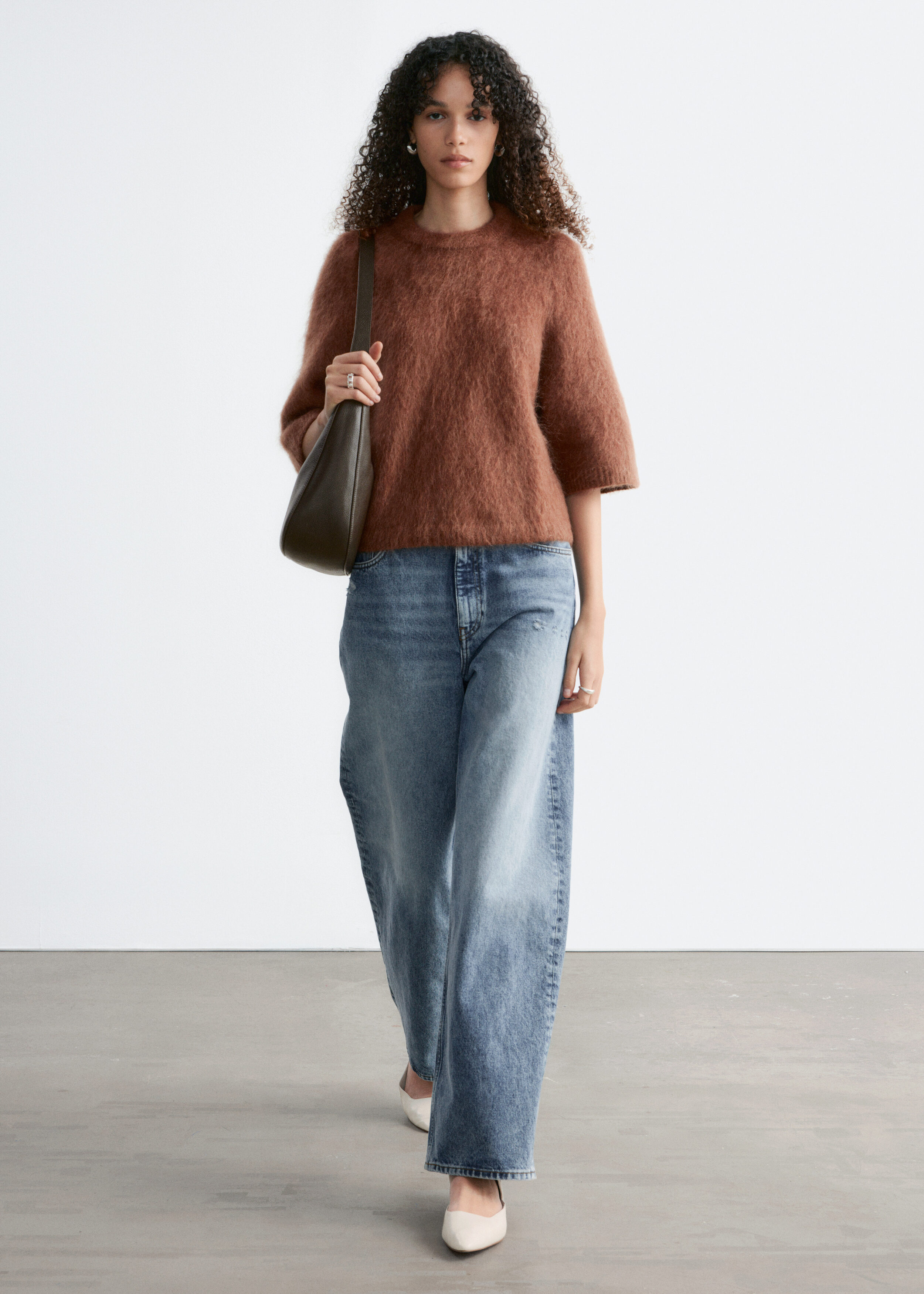 Mohair-Blend Knitted T-shirt - Brown - & Other Stories US