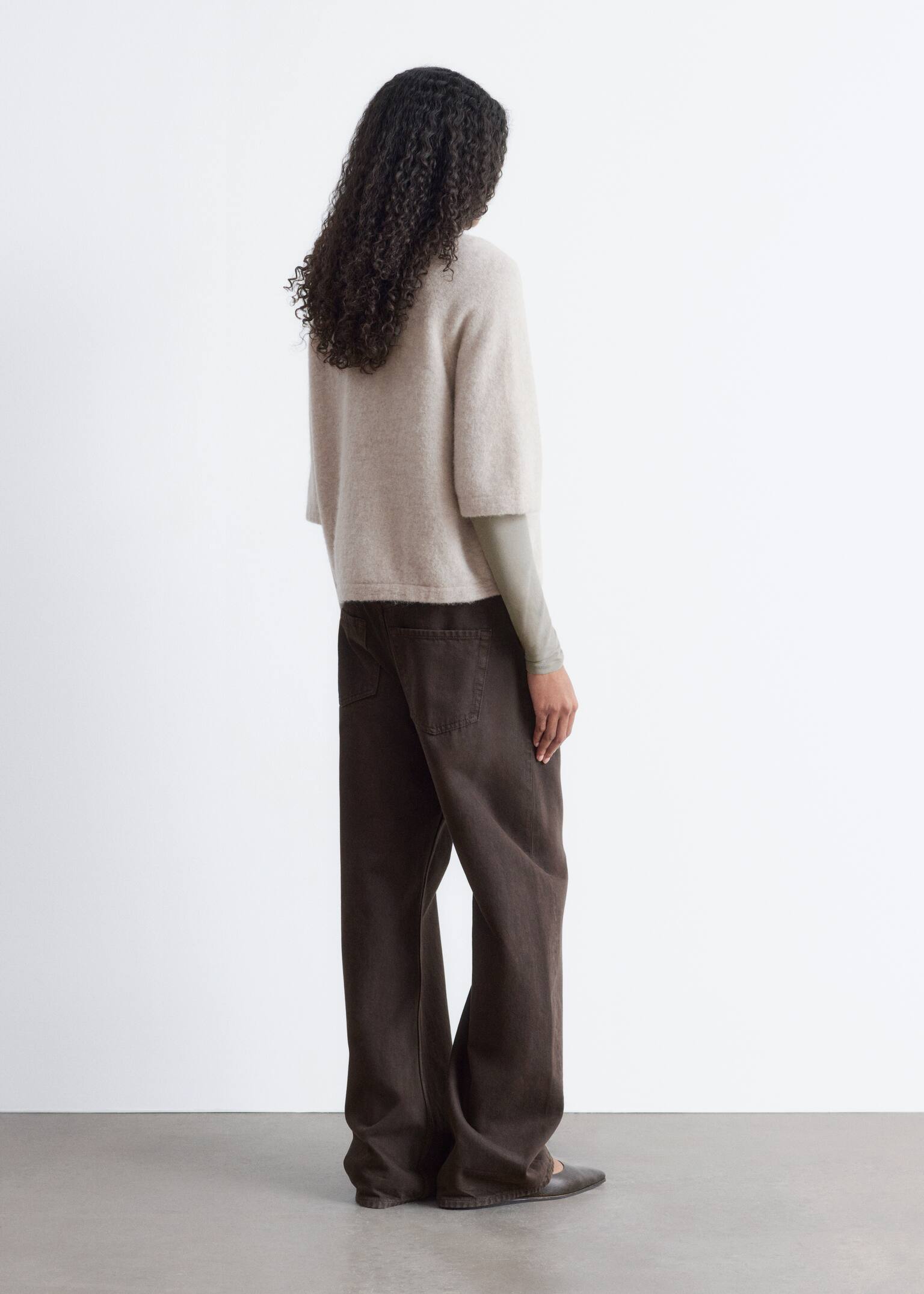 Alpaca-Blend Knitted Top - Oatmeal/Burgundy/Mole/Red/Grey/Light Blue/Black/Soft Pink/Light Pink/Blue - 3