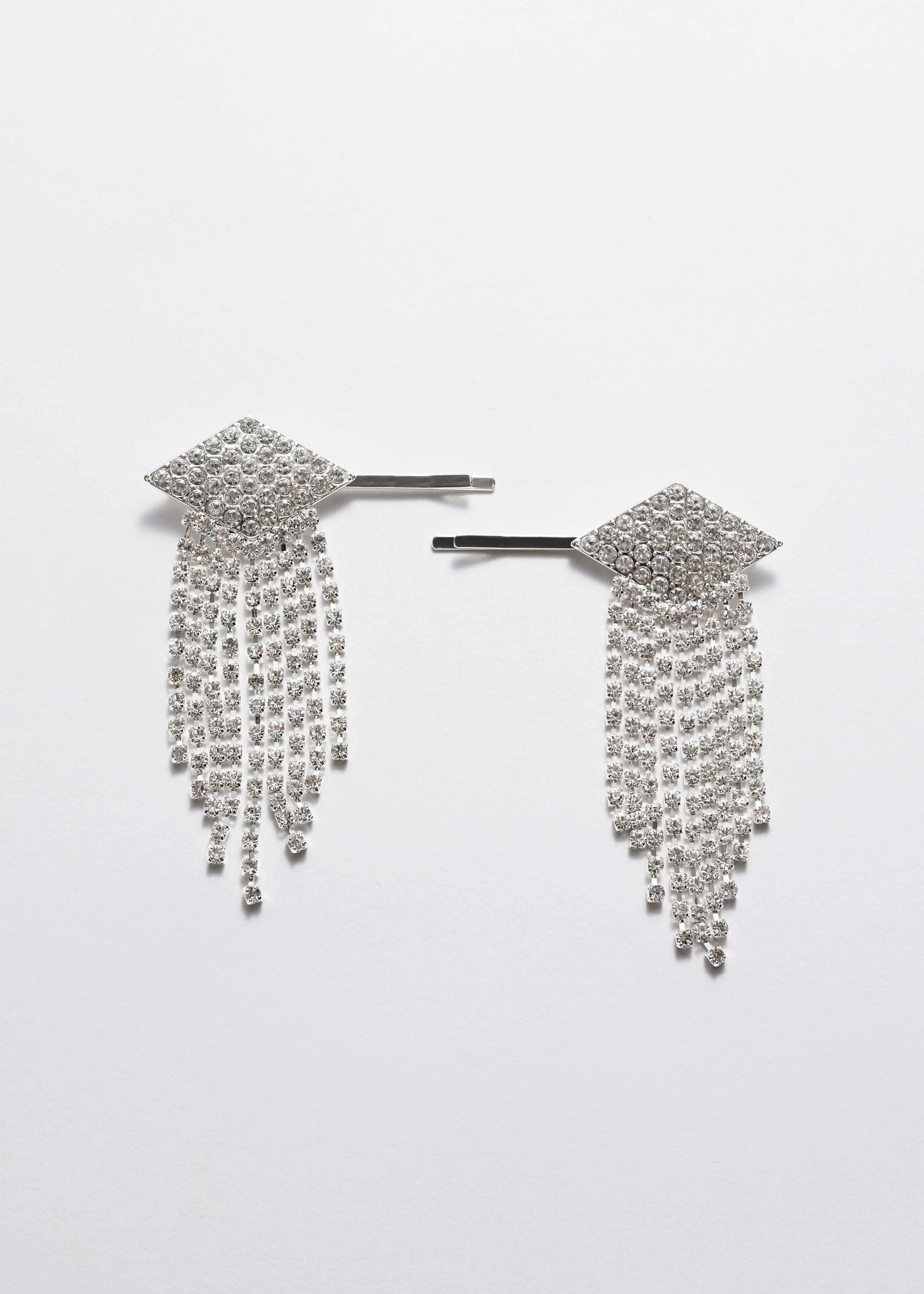 Crystal Embellished Hair-Clips - Silver - Still Life
