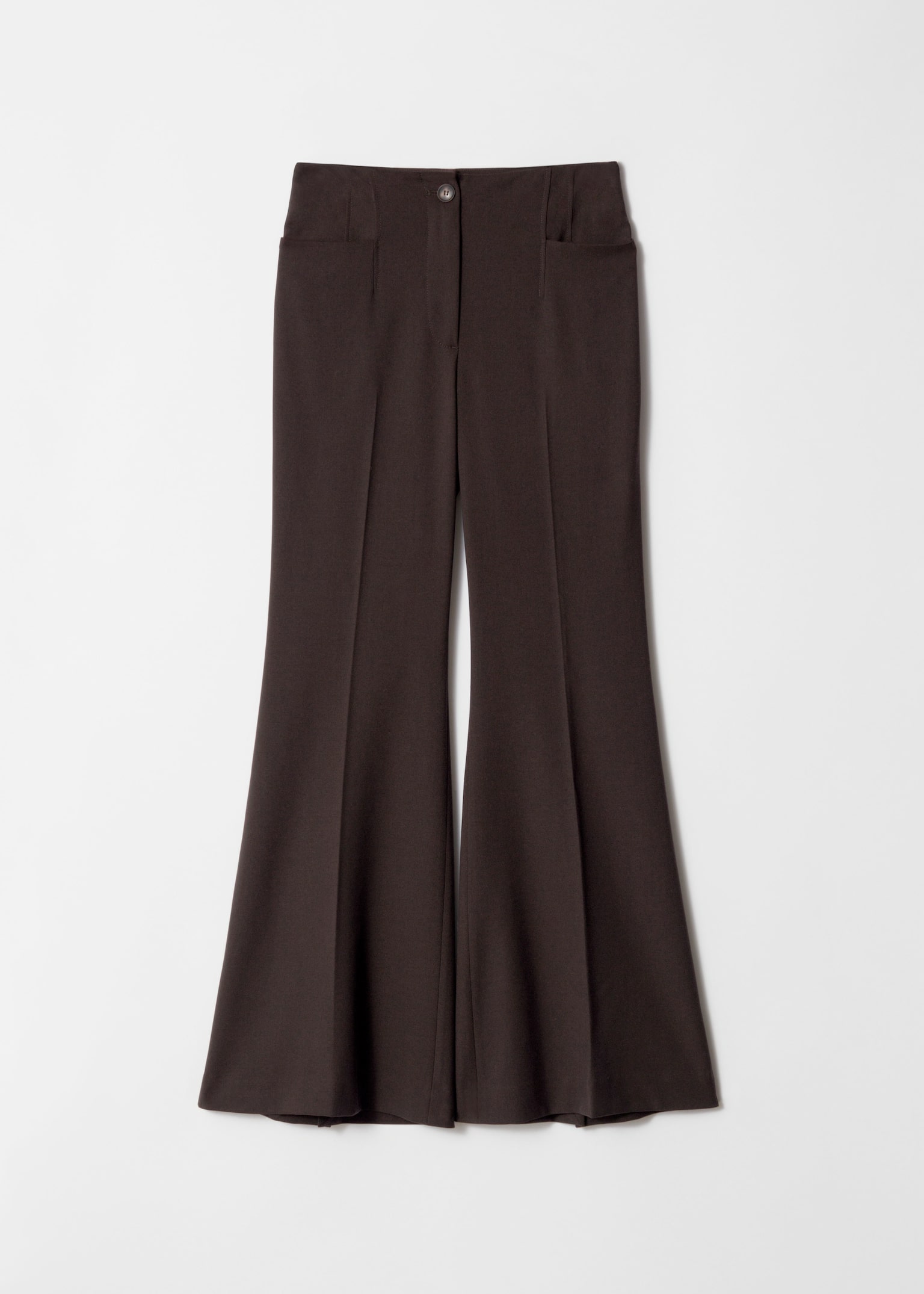 Ausgestellte Hose mit Bügelfalten - Dunkelbraun - 1
