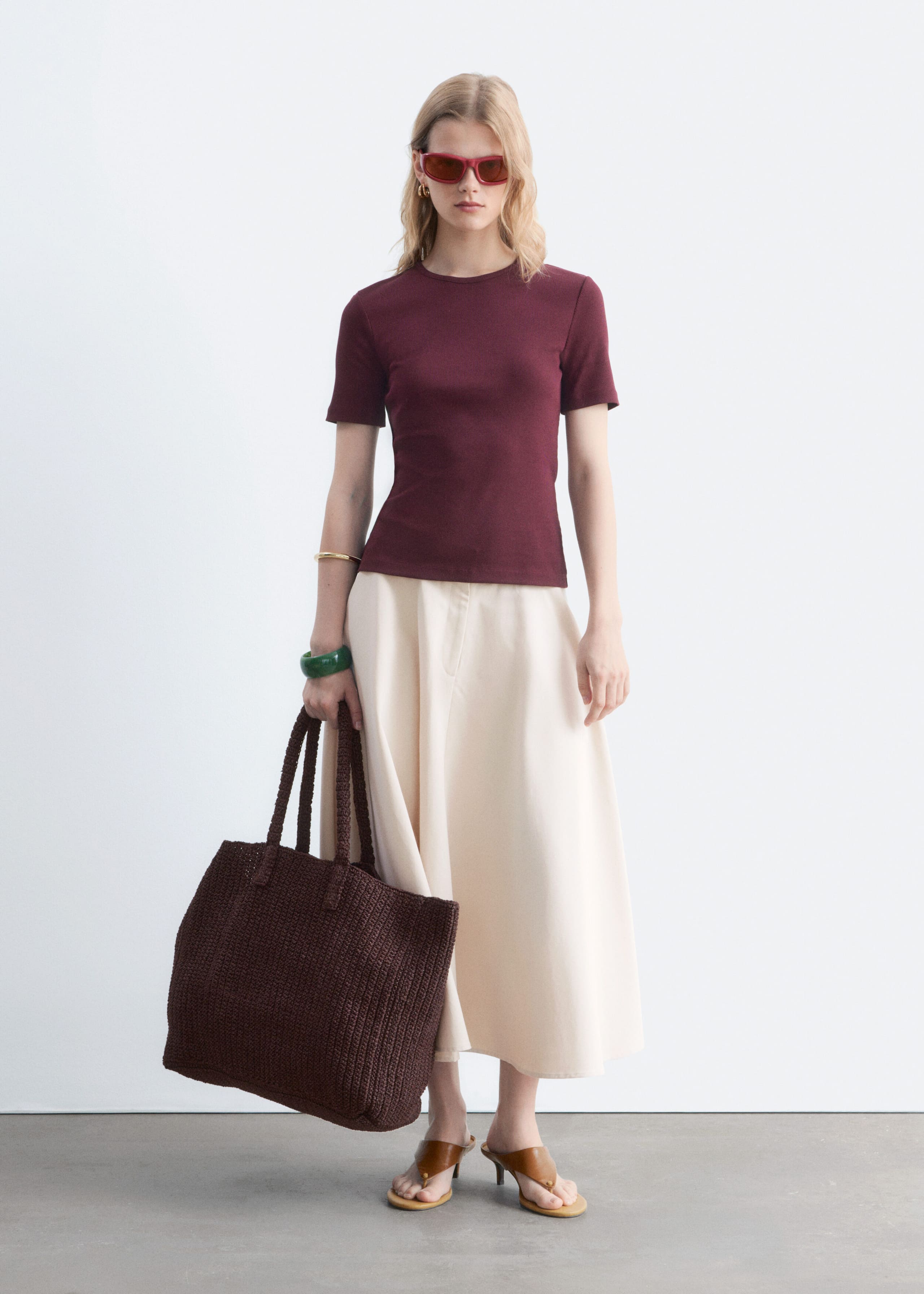 Ribbed T-shirt - Dark Red - Still Life
