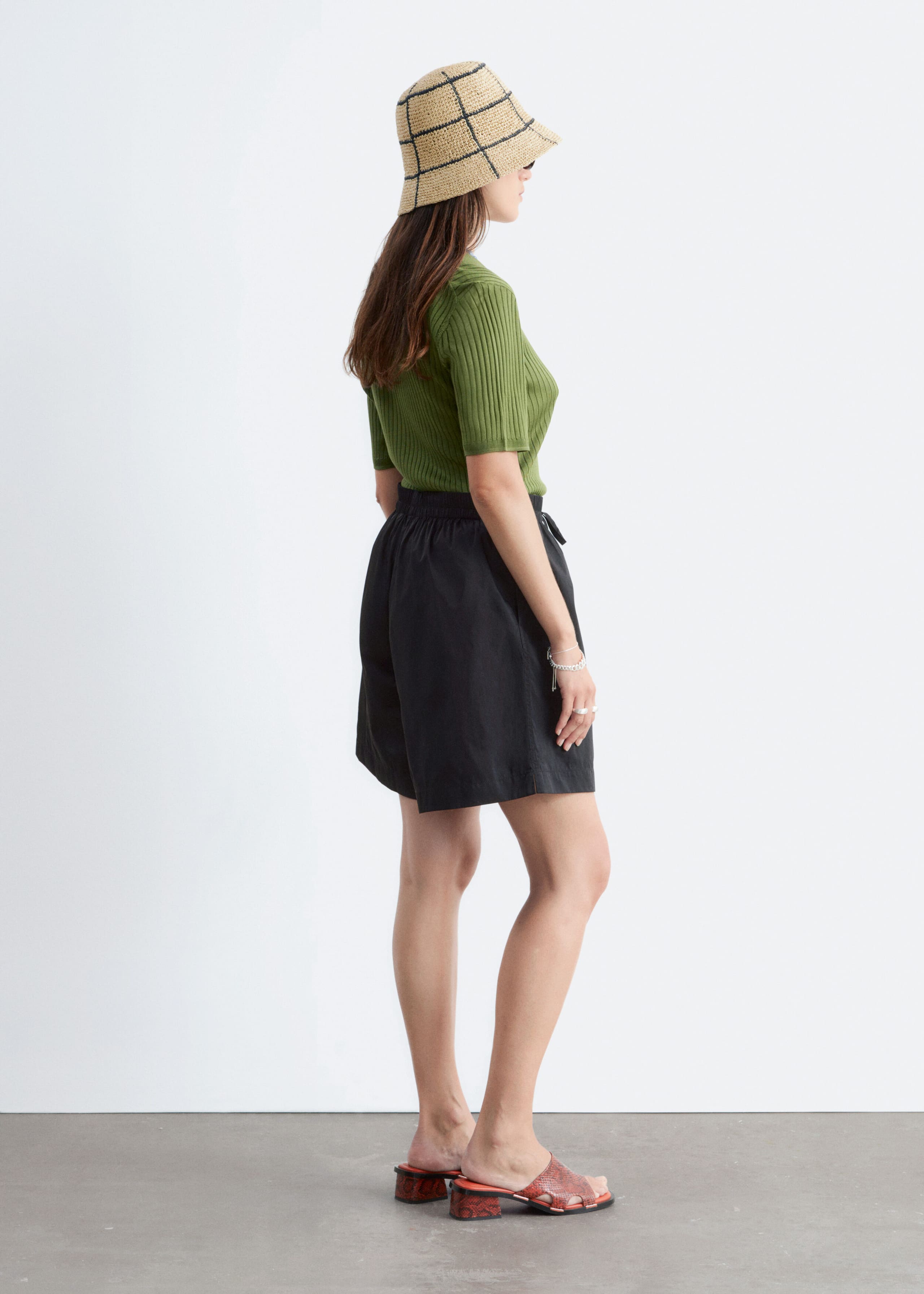 Image of Drawstring Knee-Length Shorts