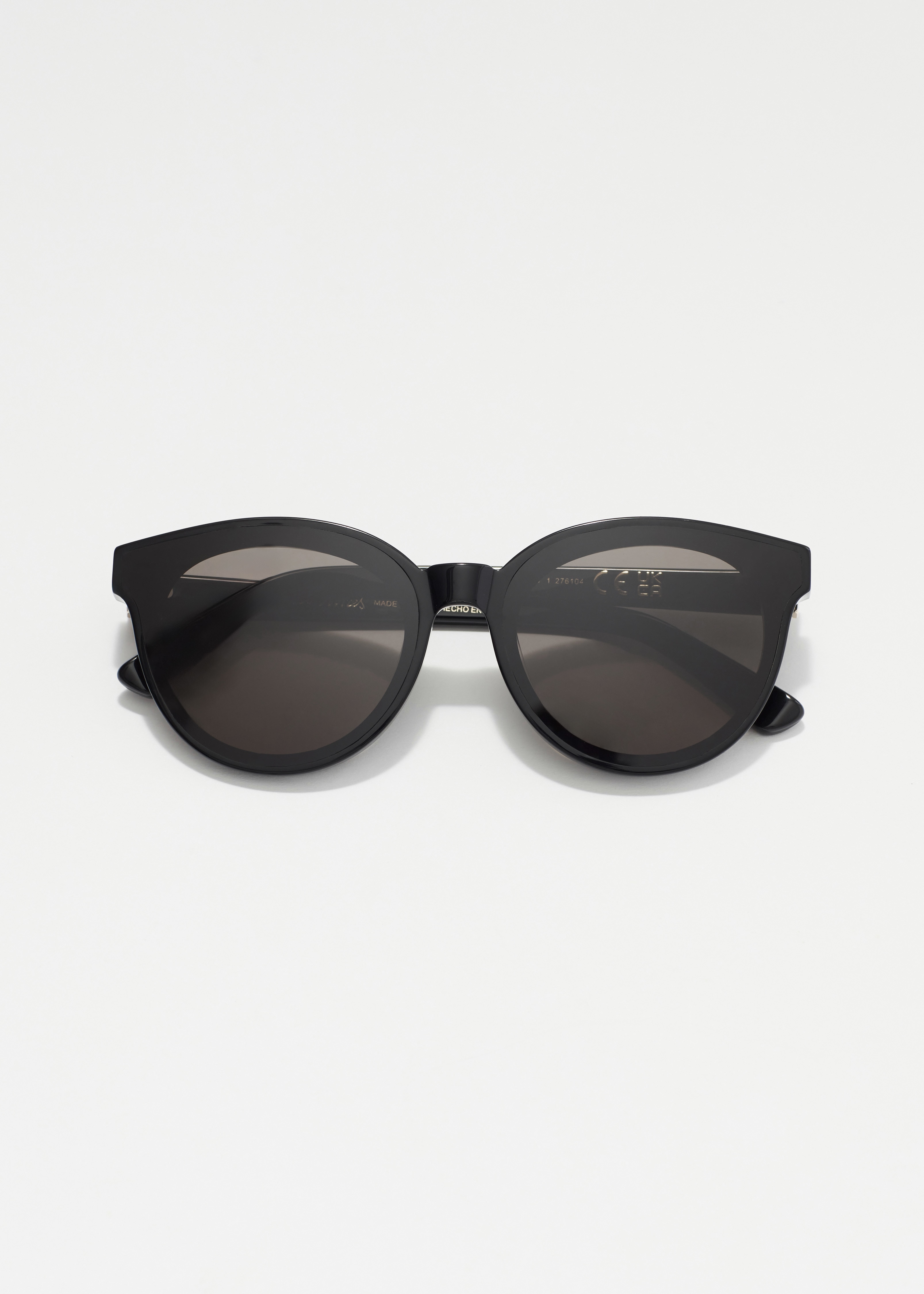 Occhiali da sole in acetato con montatura tonda - Nero/Marrone