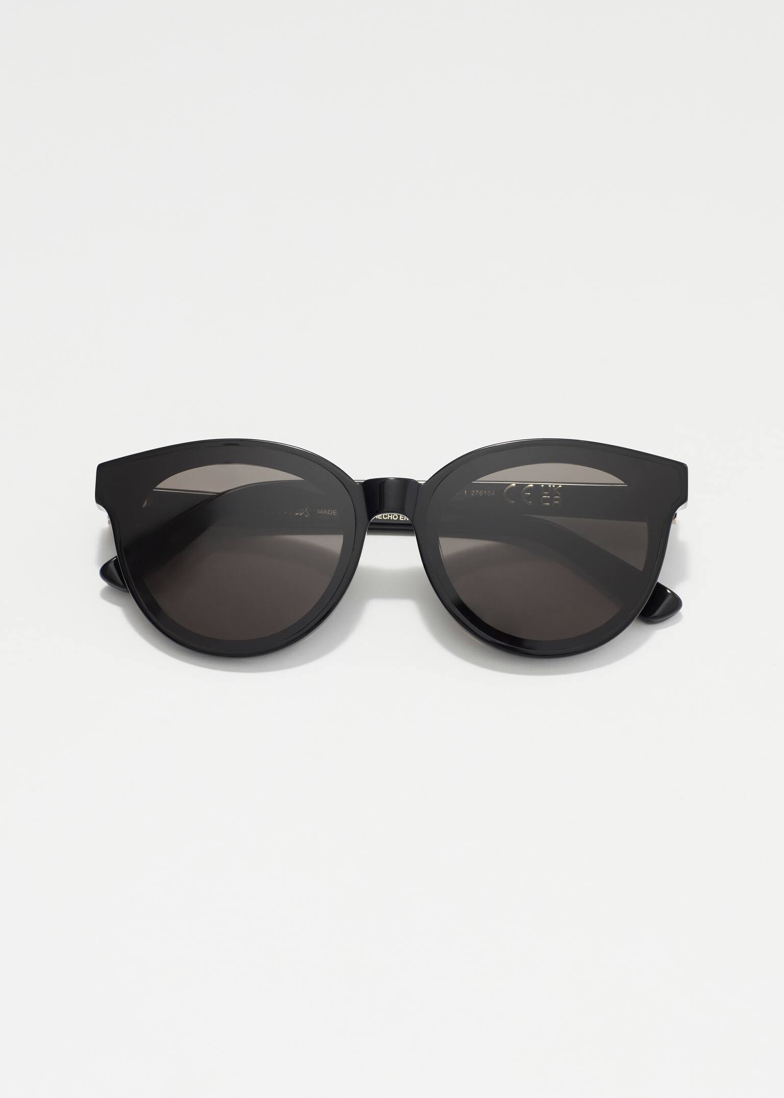 Ochelari de soare cu ramă rotundă din acetat - Negru - 2