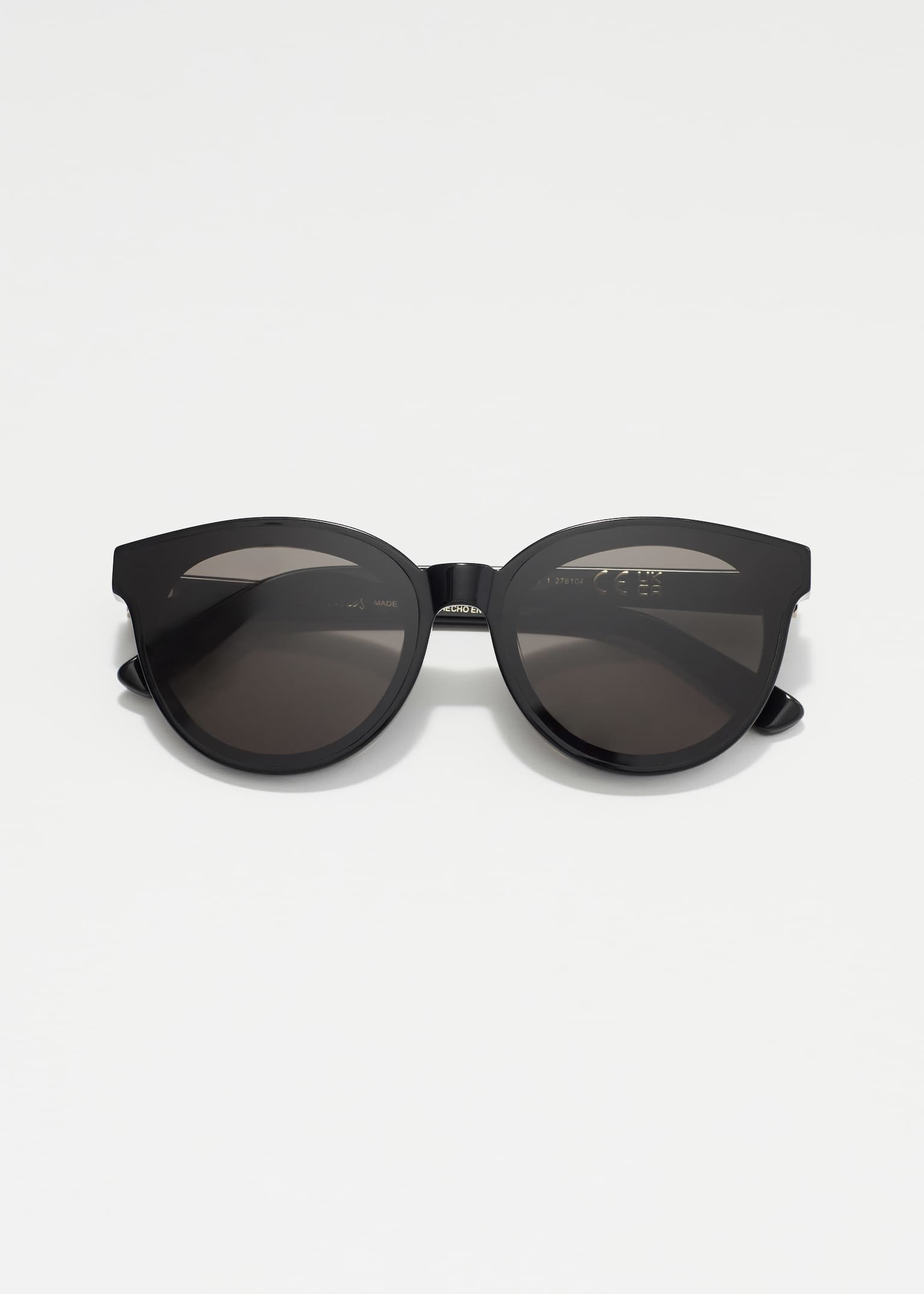 Ochelari de soare cu ramă rotundă din acetat - Negru - 2