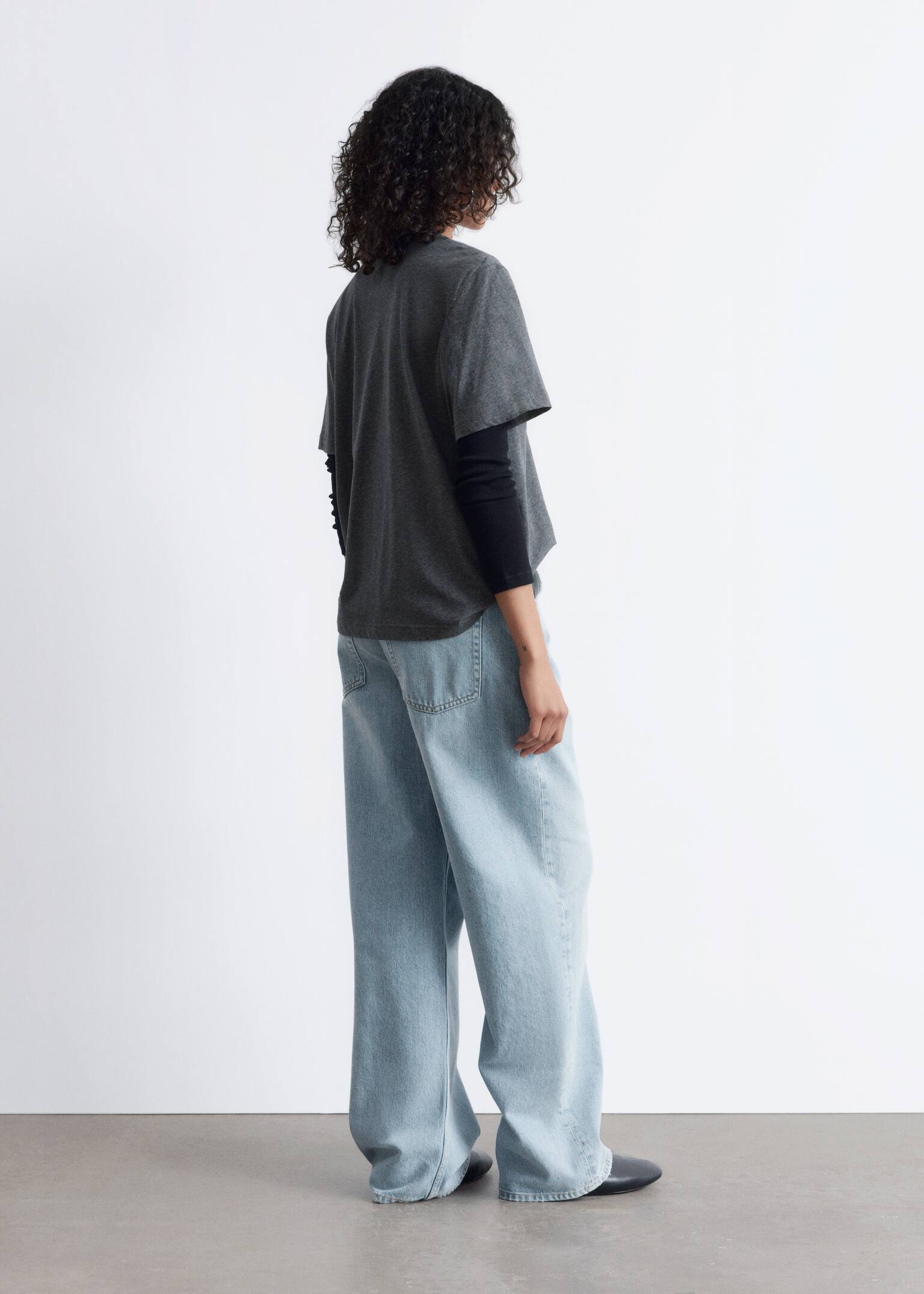 Crewneck T-Shirt - Dark Grey Melange/Black/Bej/Roșu/Verde Deschis/Alb/Mole - 6