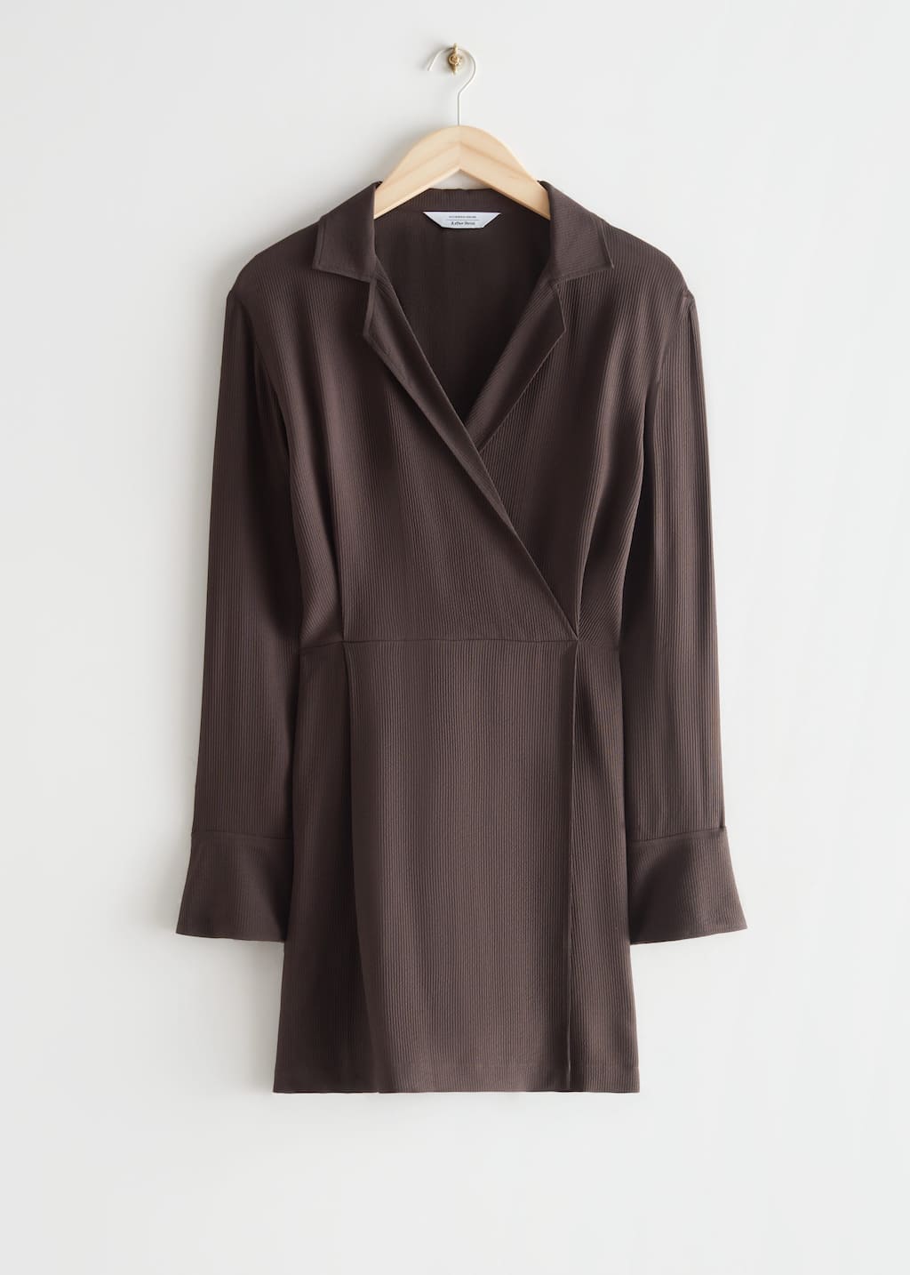 Collared Wrap Mini Dress - Brown - Still Life
