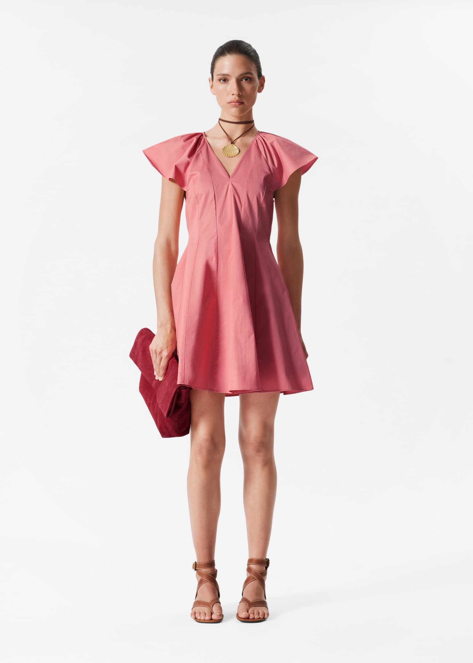 Ausgestelltes Minikleid - Rosa/Schwarz