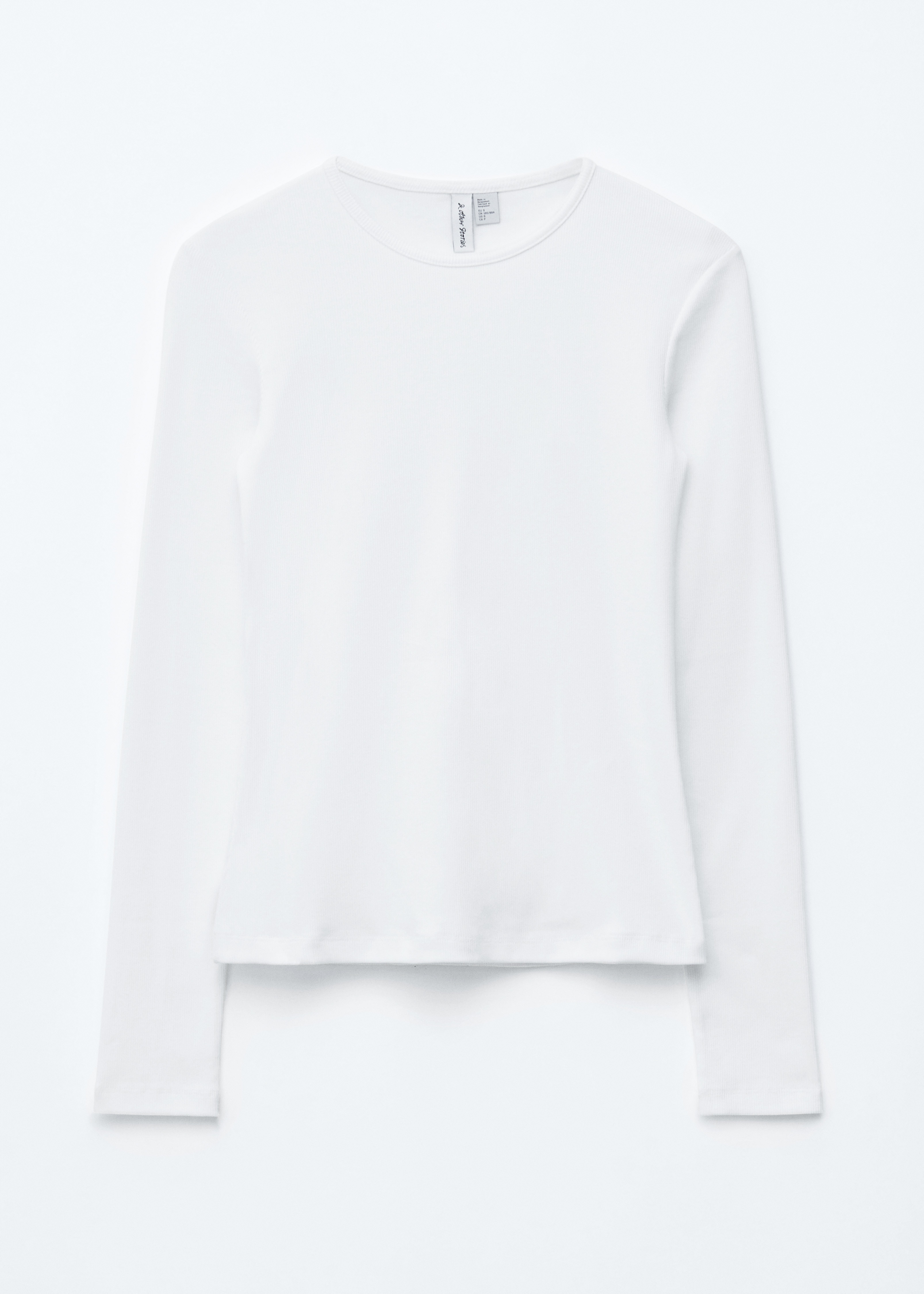 Maglia a maniche lunghe con finitura a coste - Bianco/Grigio chiaro/Black