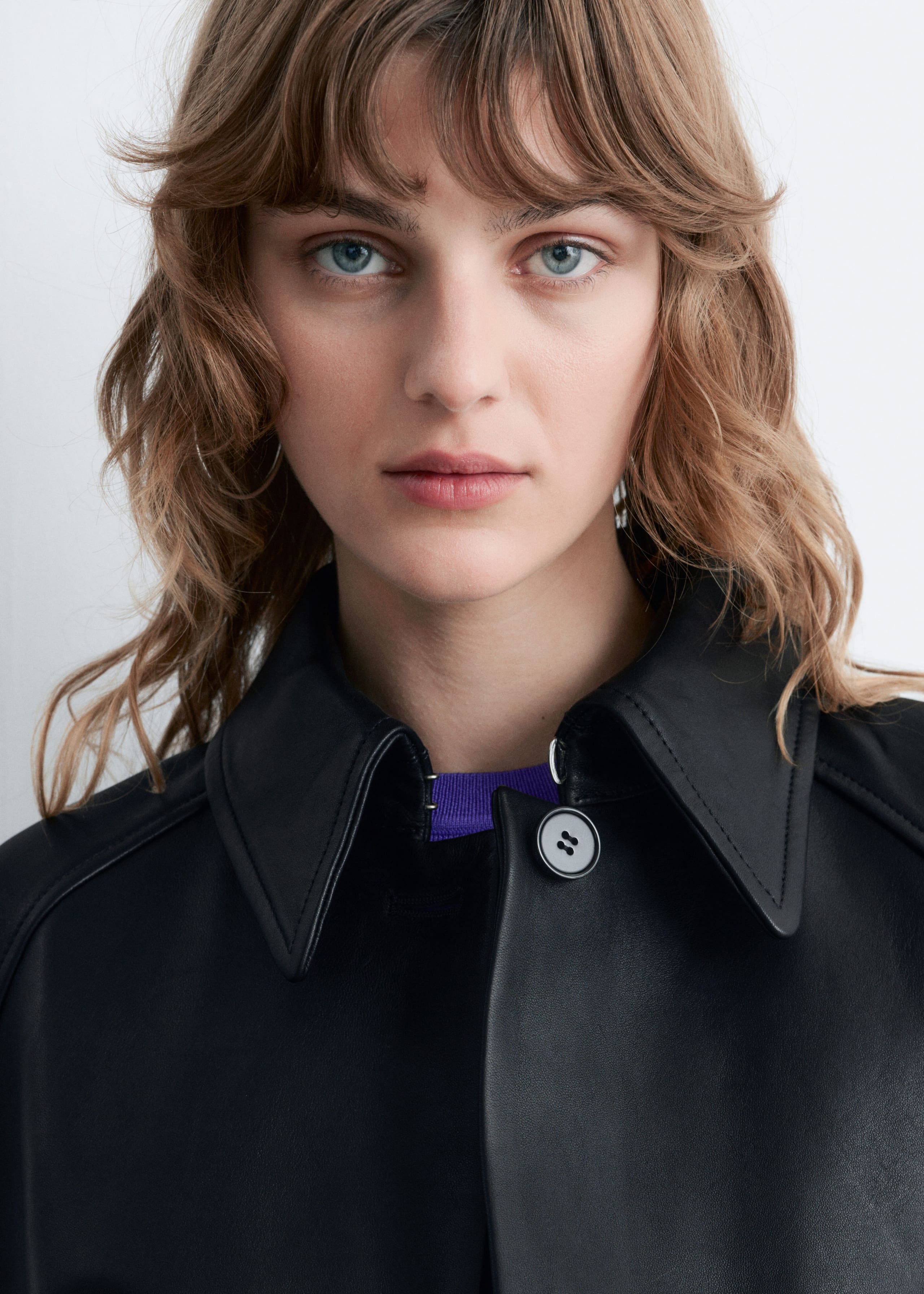 Image of Tie-Belt Leather Coat