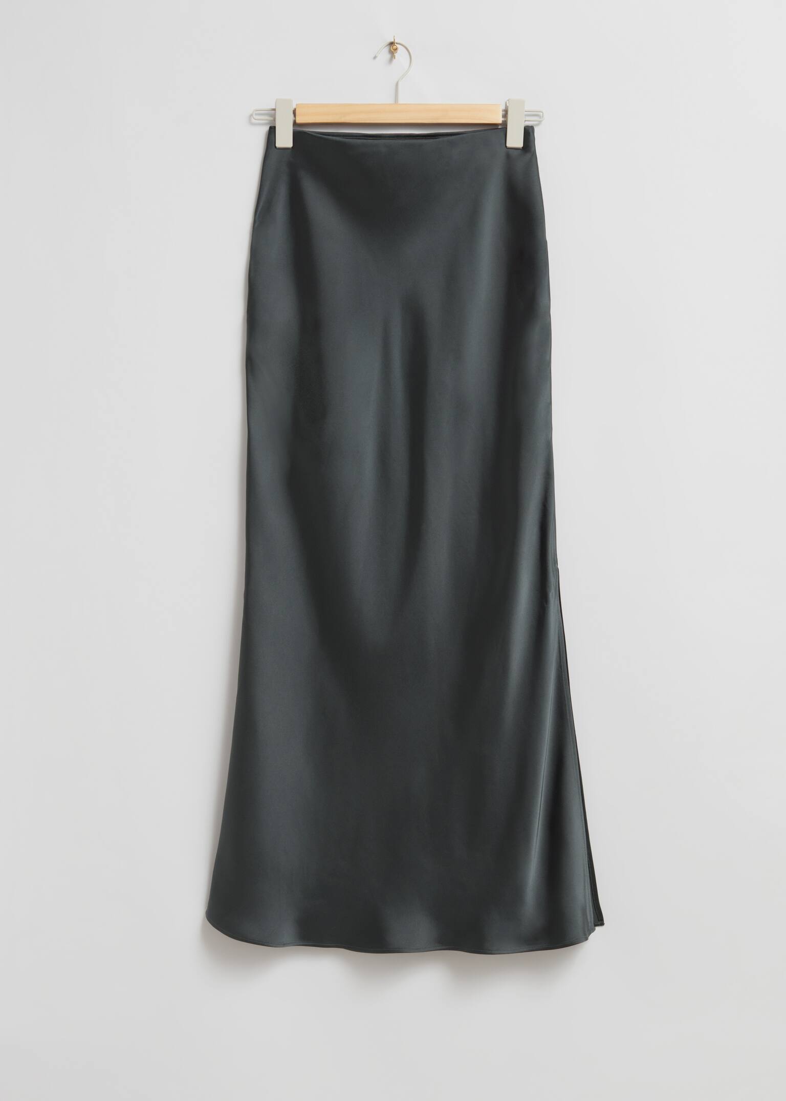 Satin Midi Skirt - Grey - 1
