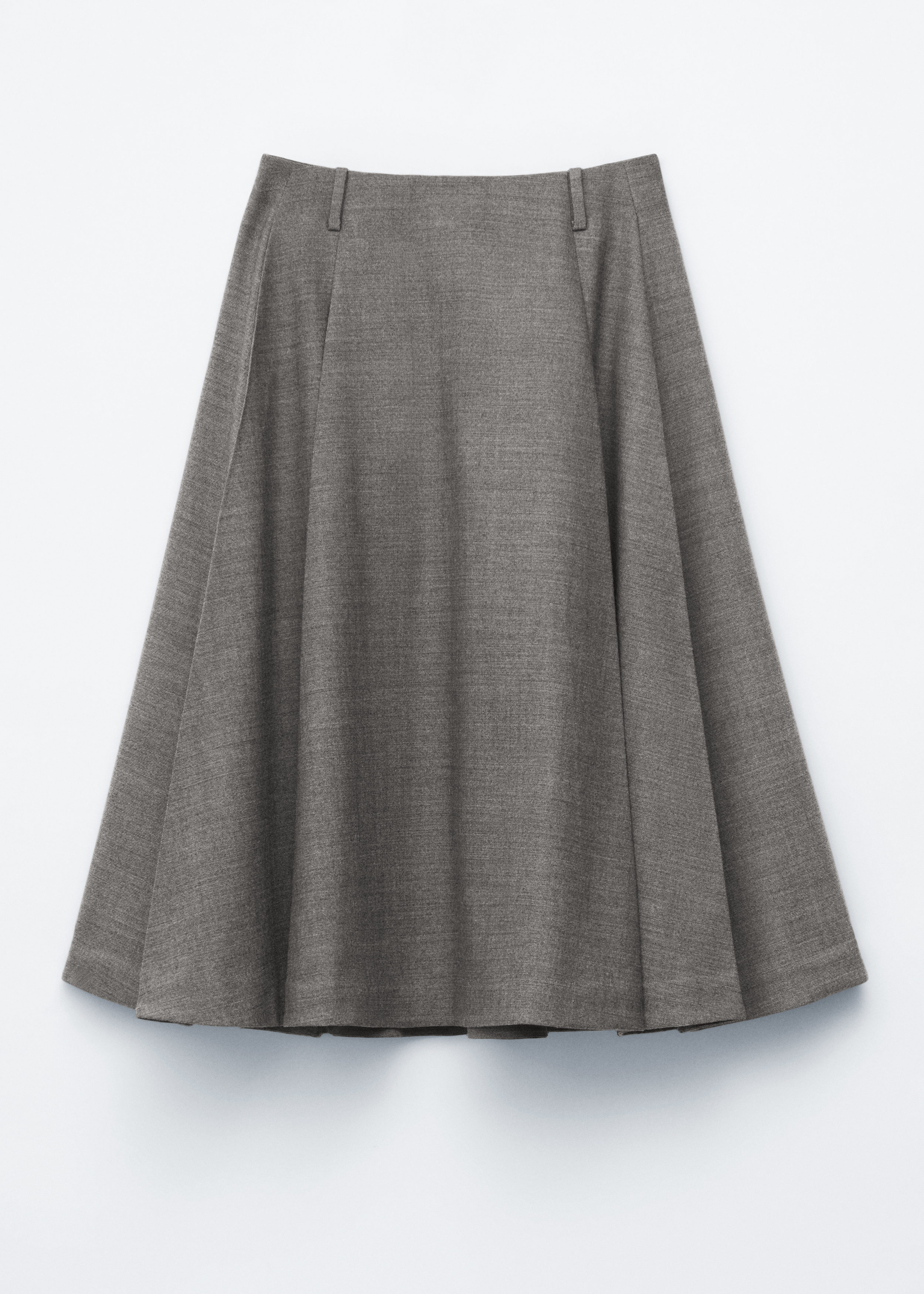 Pleated Wool Midi Skirt