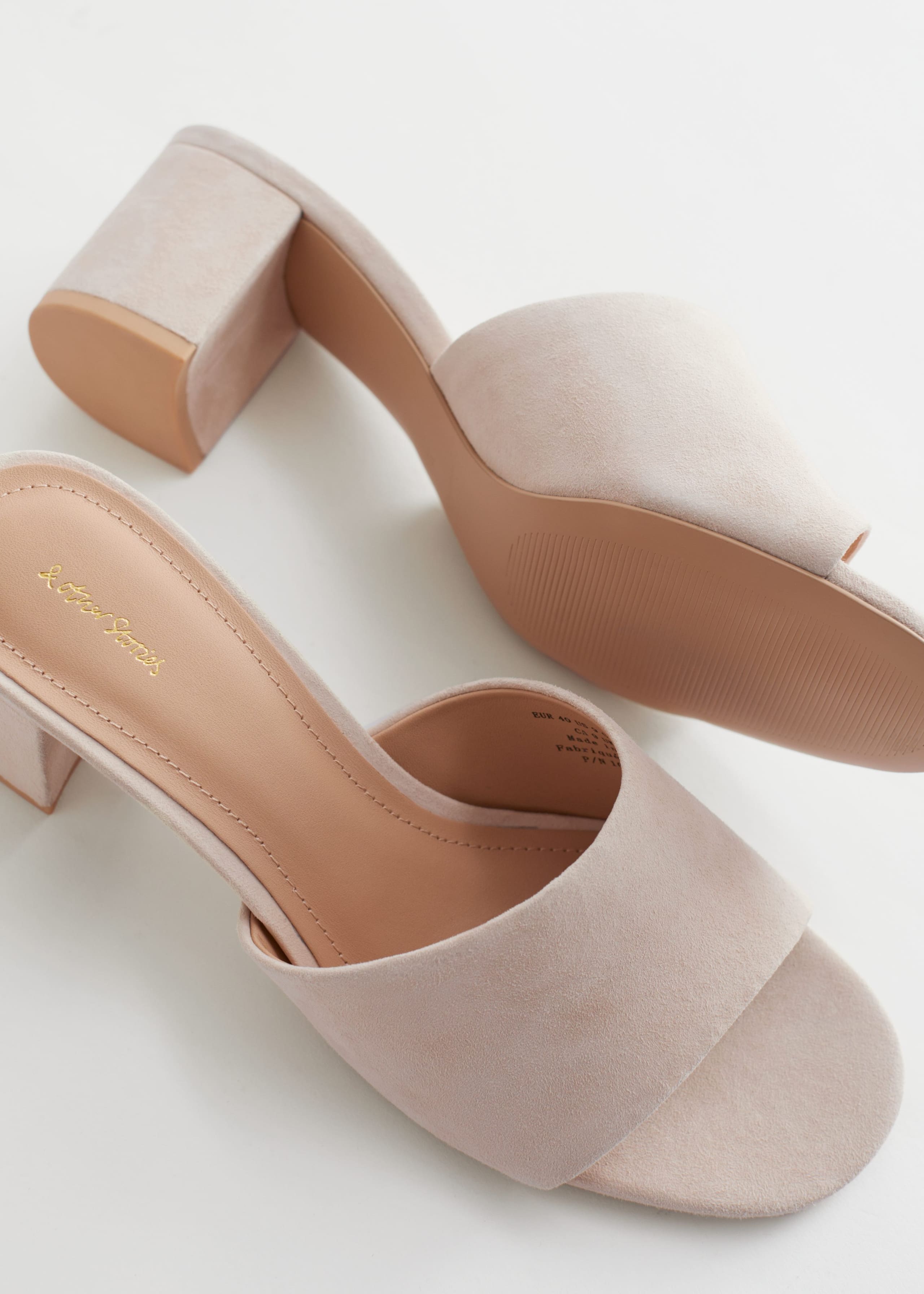 Image of Suede Block Heel Mule Sandals