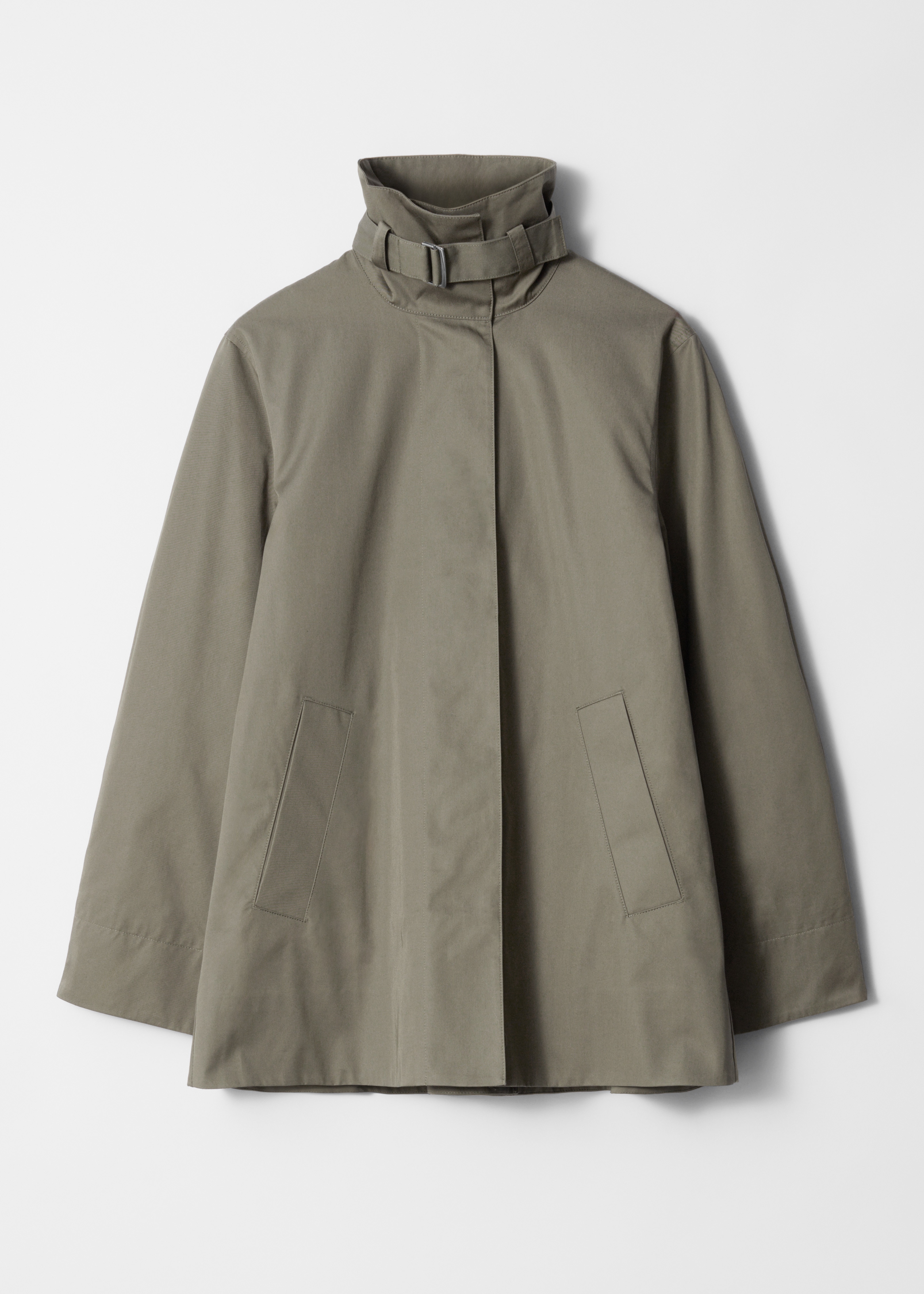 A-Linien-Jacke mit Tunnelkragen - Khaki/Beige/Dunkelblau