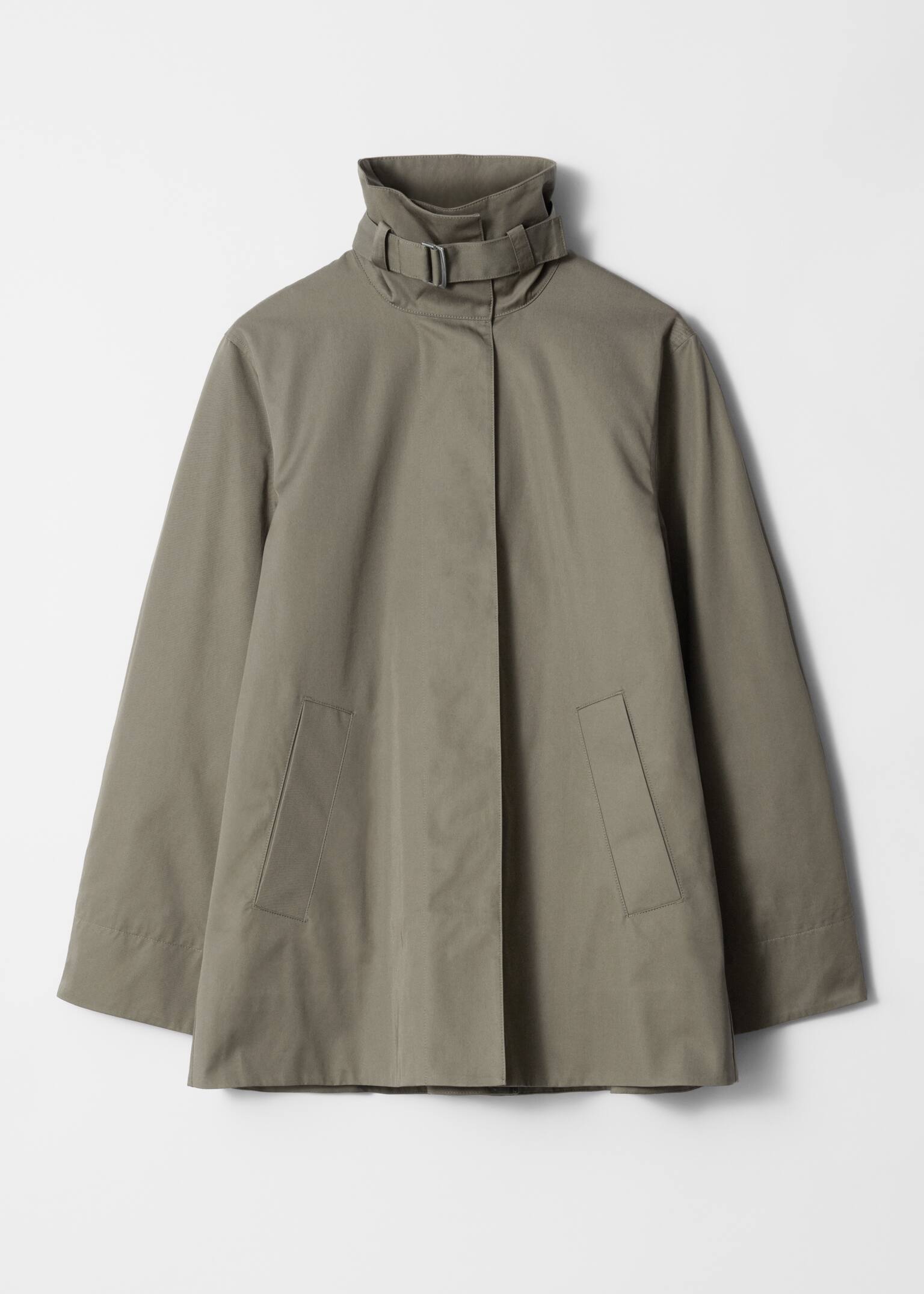 A-Linien-Jacke mit Tunnelkragen - Khaki/Beige/Dunkelblau