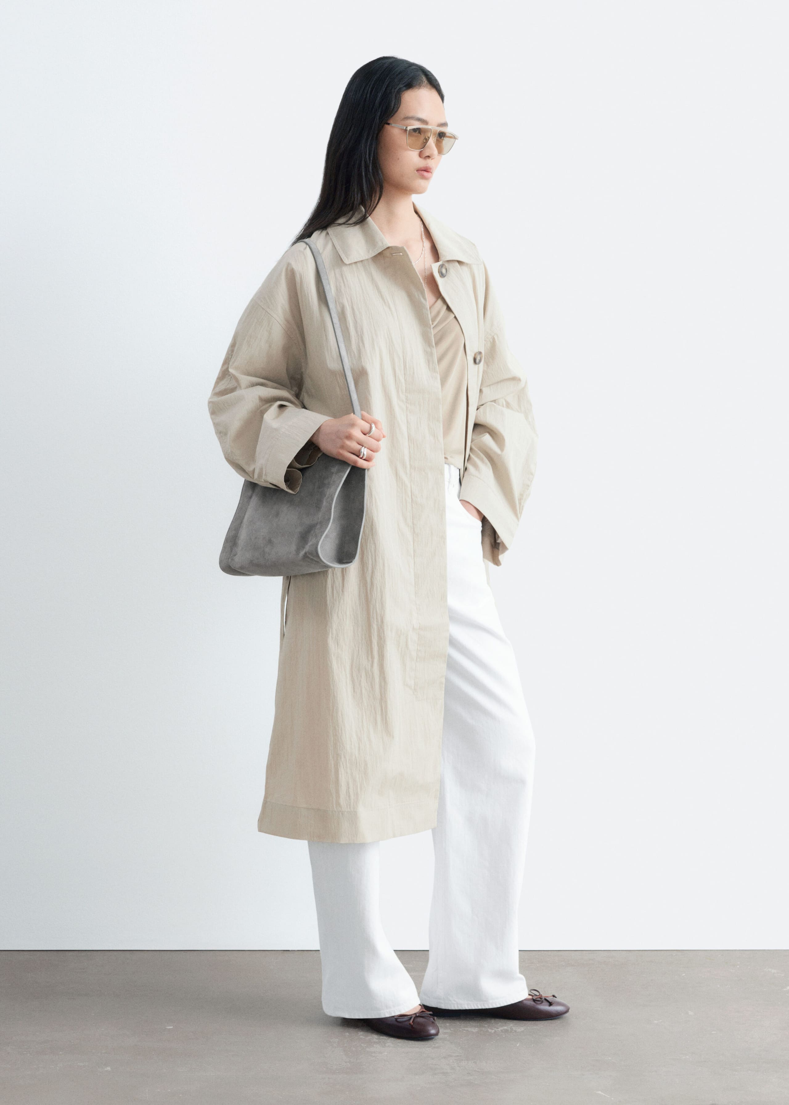 Belted Car Coat - Light Beige - Still Life