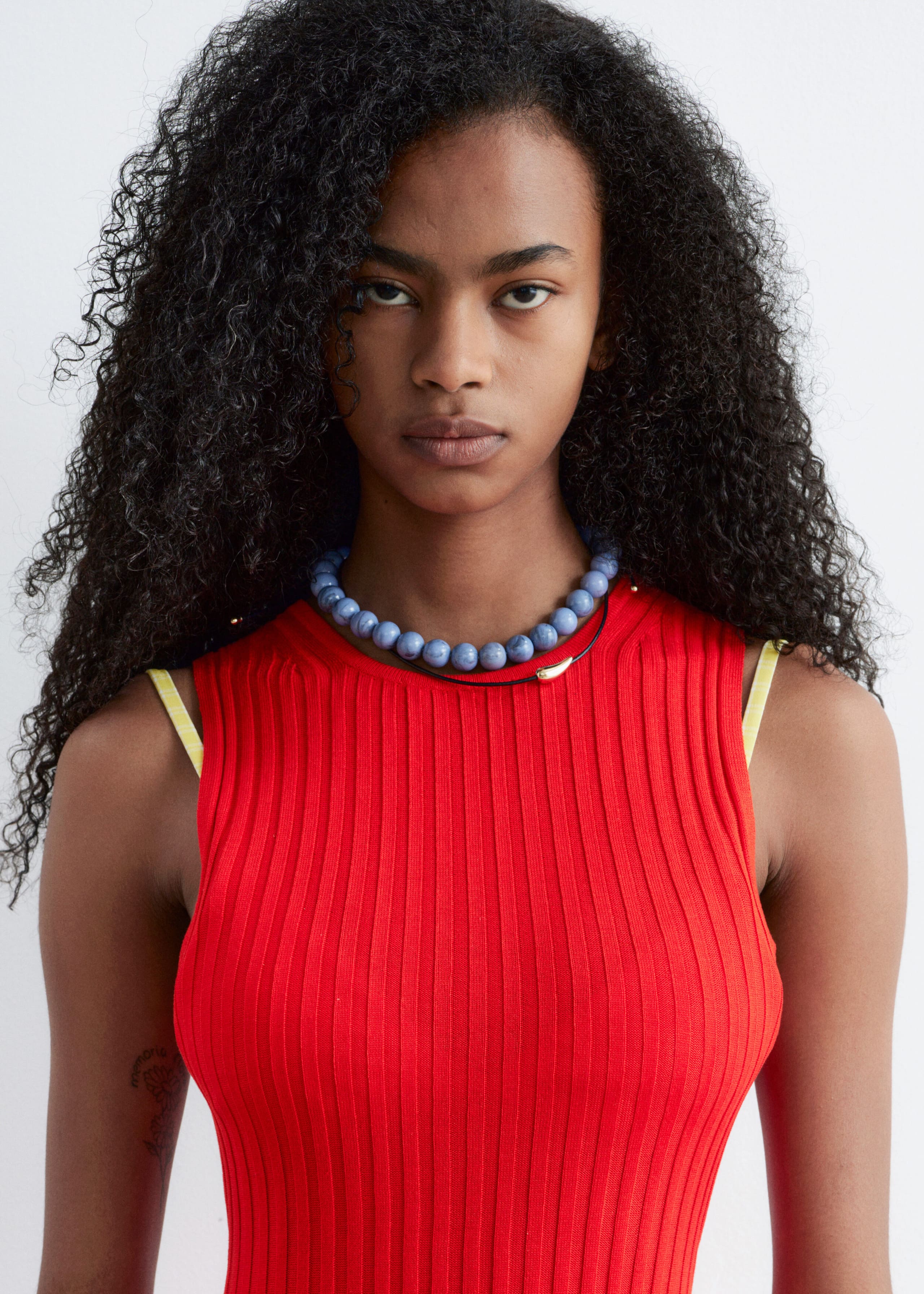 Ribbed Midi Dress - Off White - Lookbook