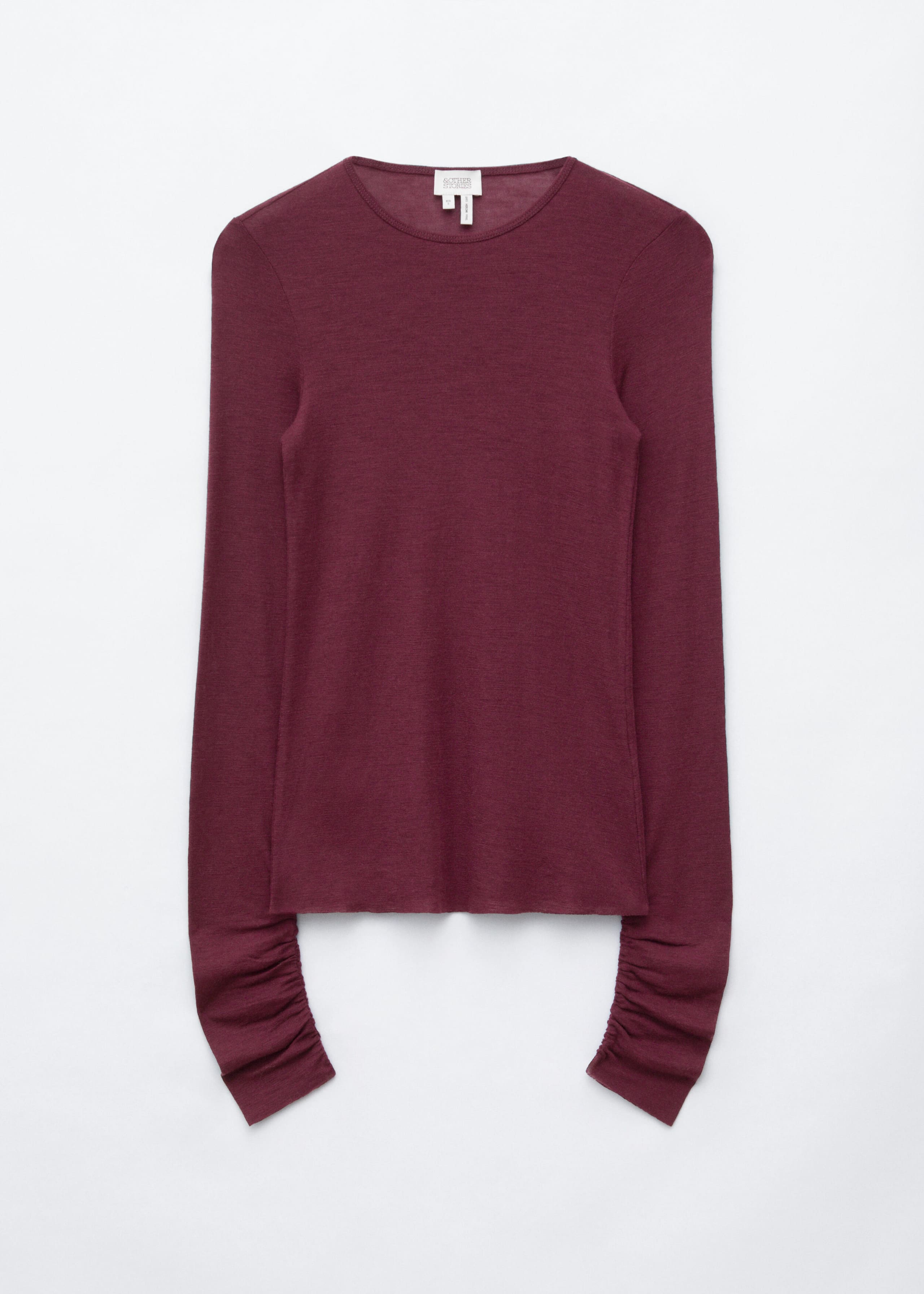 Plain-Knit Wool Top - Dark Red - Still Life