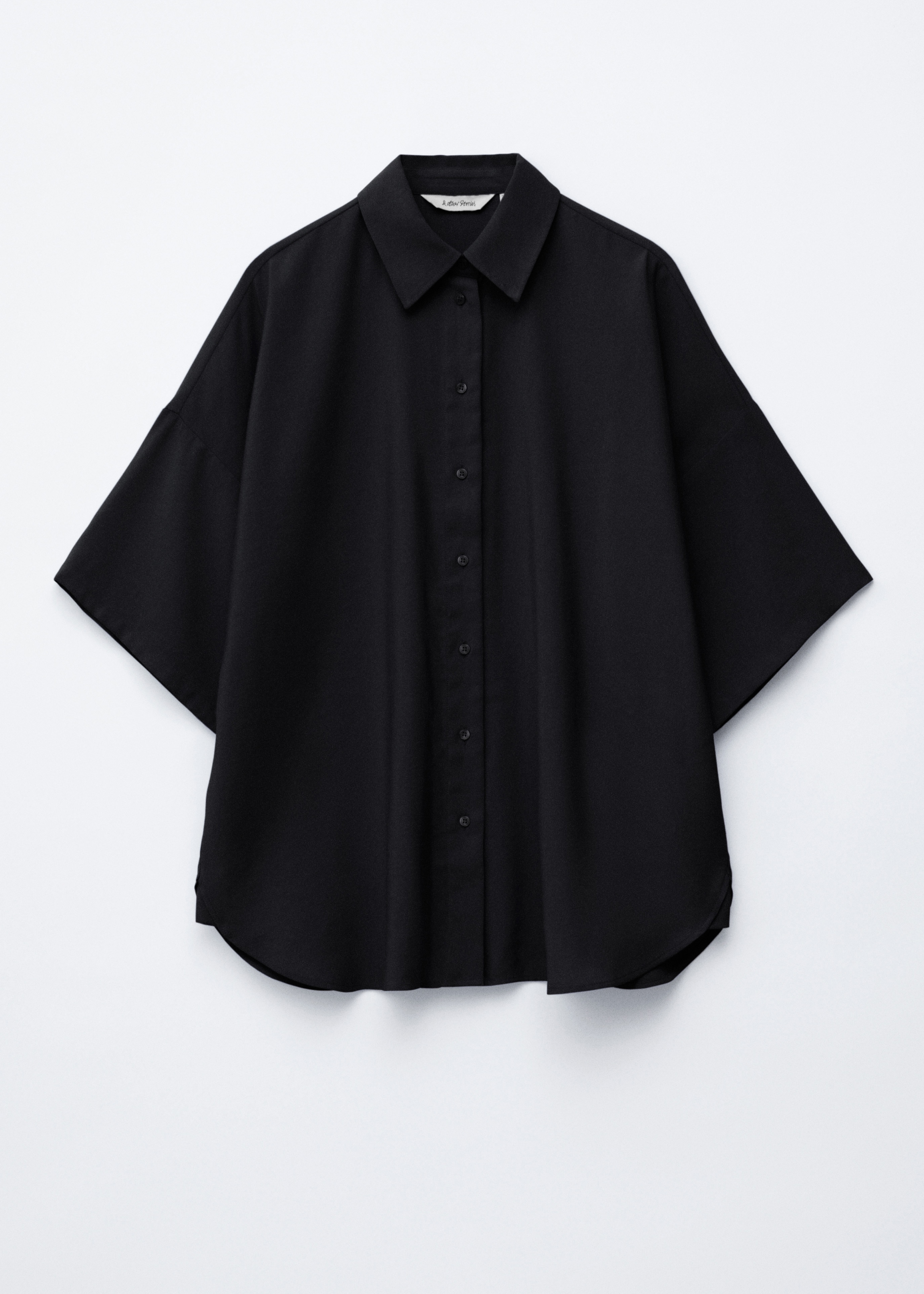 Oversized Quarter-Sleeve Shirt - Čierna/Dusty Blue