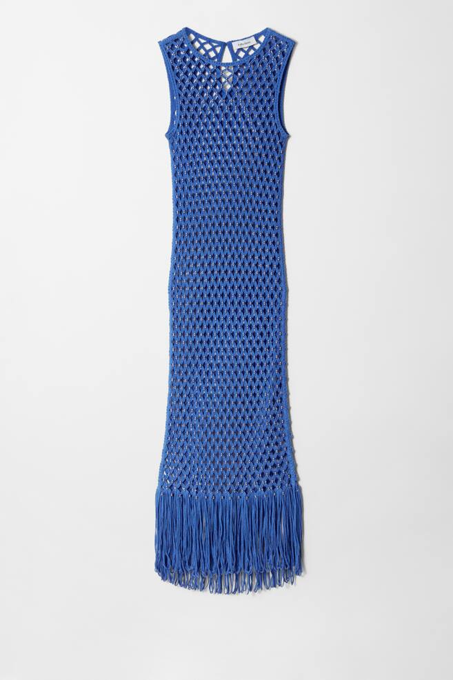 Open-Knit Midi Dress - Blue - 1