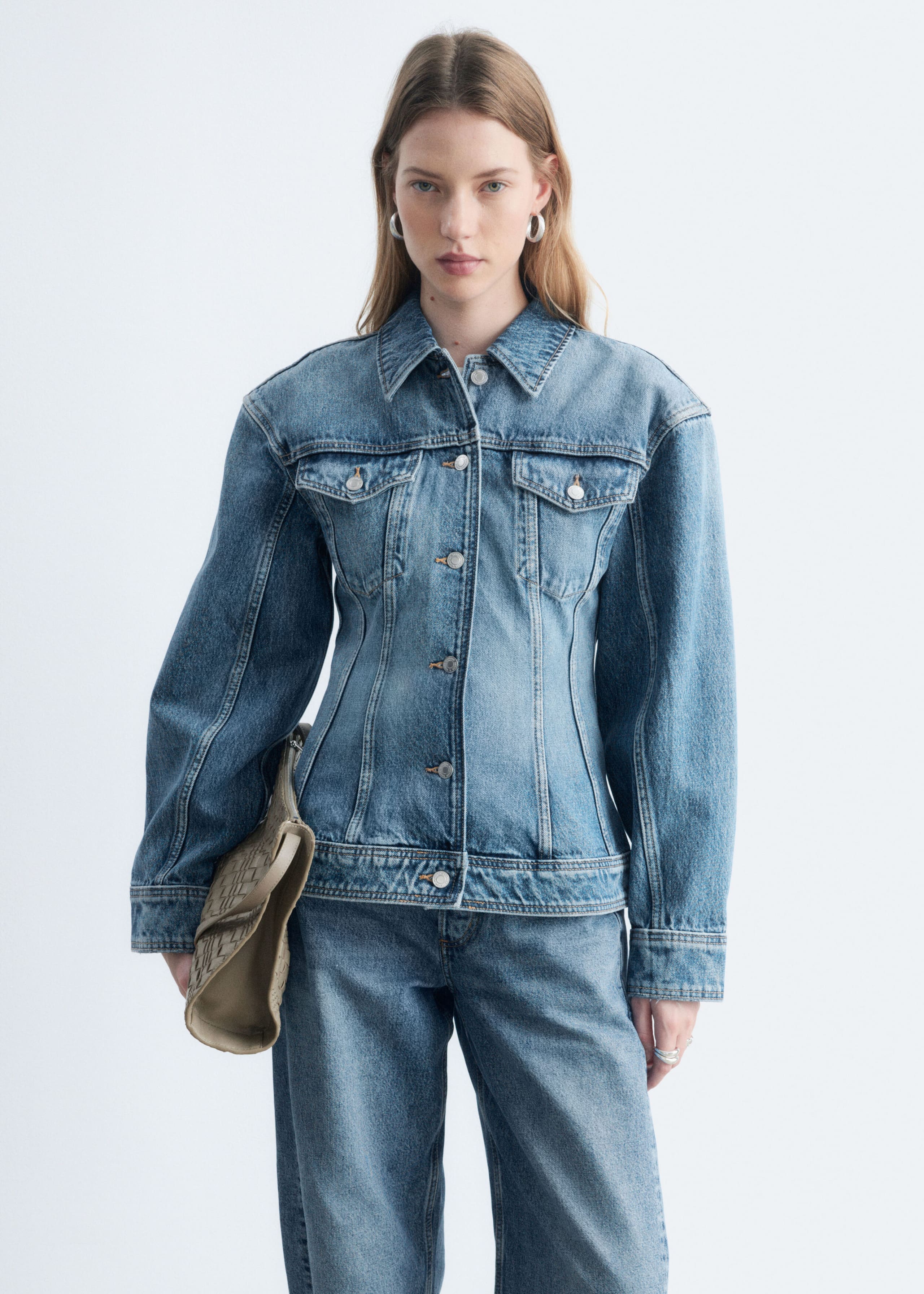 Sculpted Denim Jacket - Washed Mid Blue - Lookbook