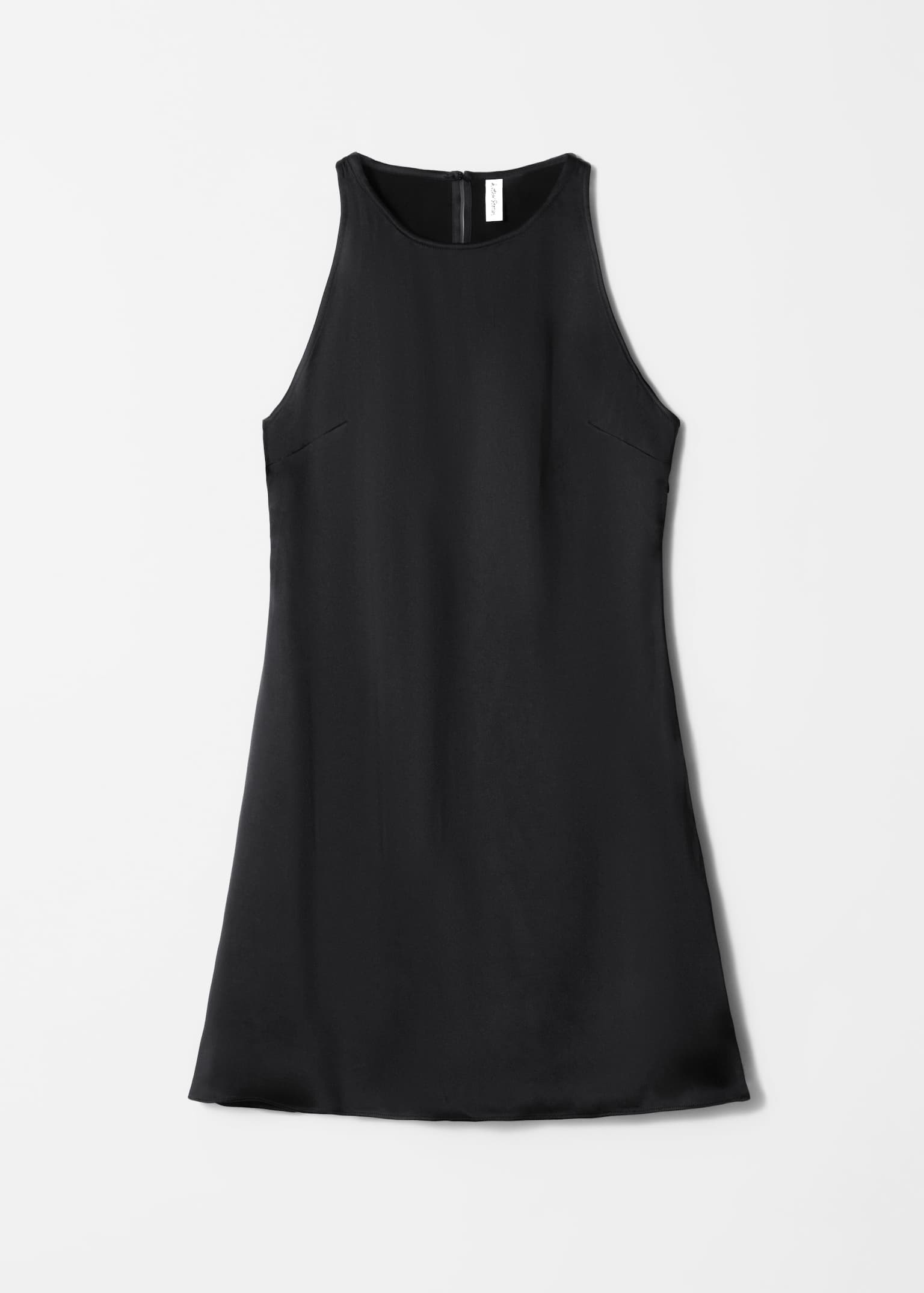 Satin Mini Dress - Black/Light Green - 2