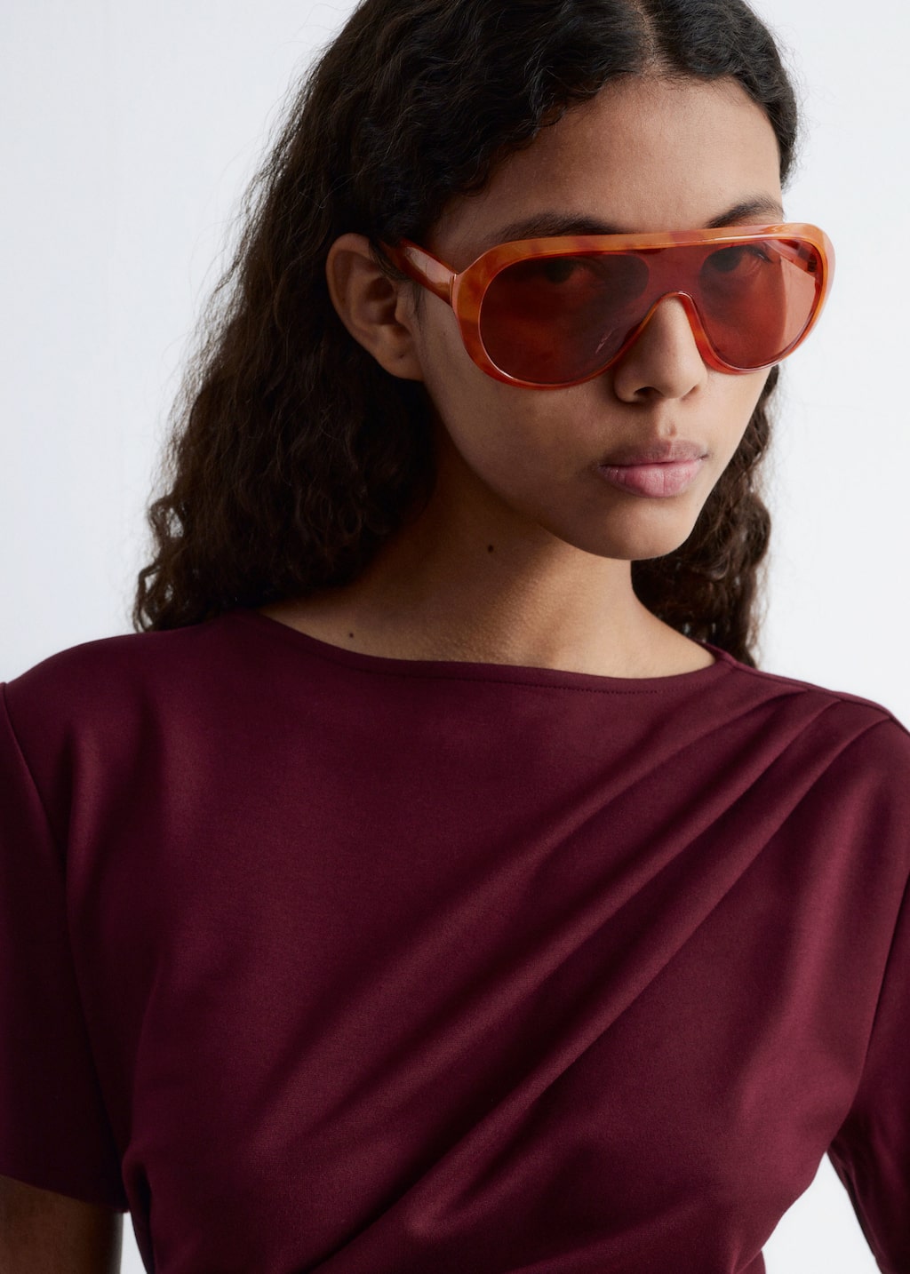 Image of Draped Asymmetric T-shirt