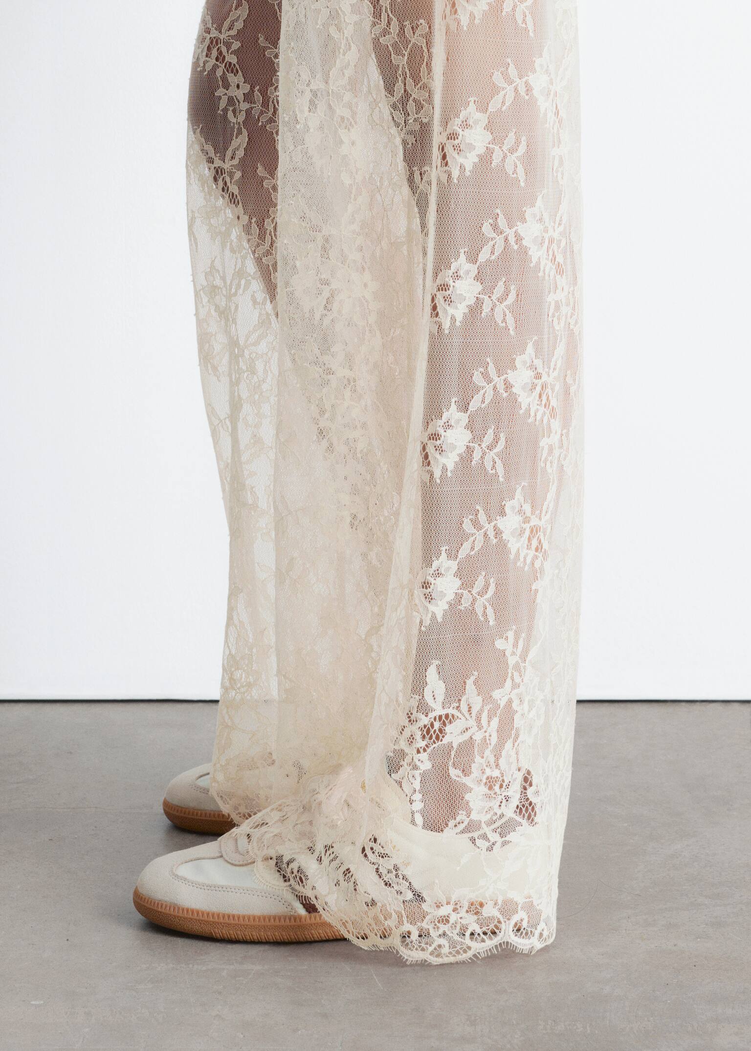 Pantaloni in pizzo - Crema - 3
