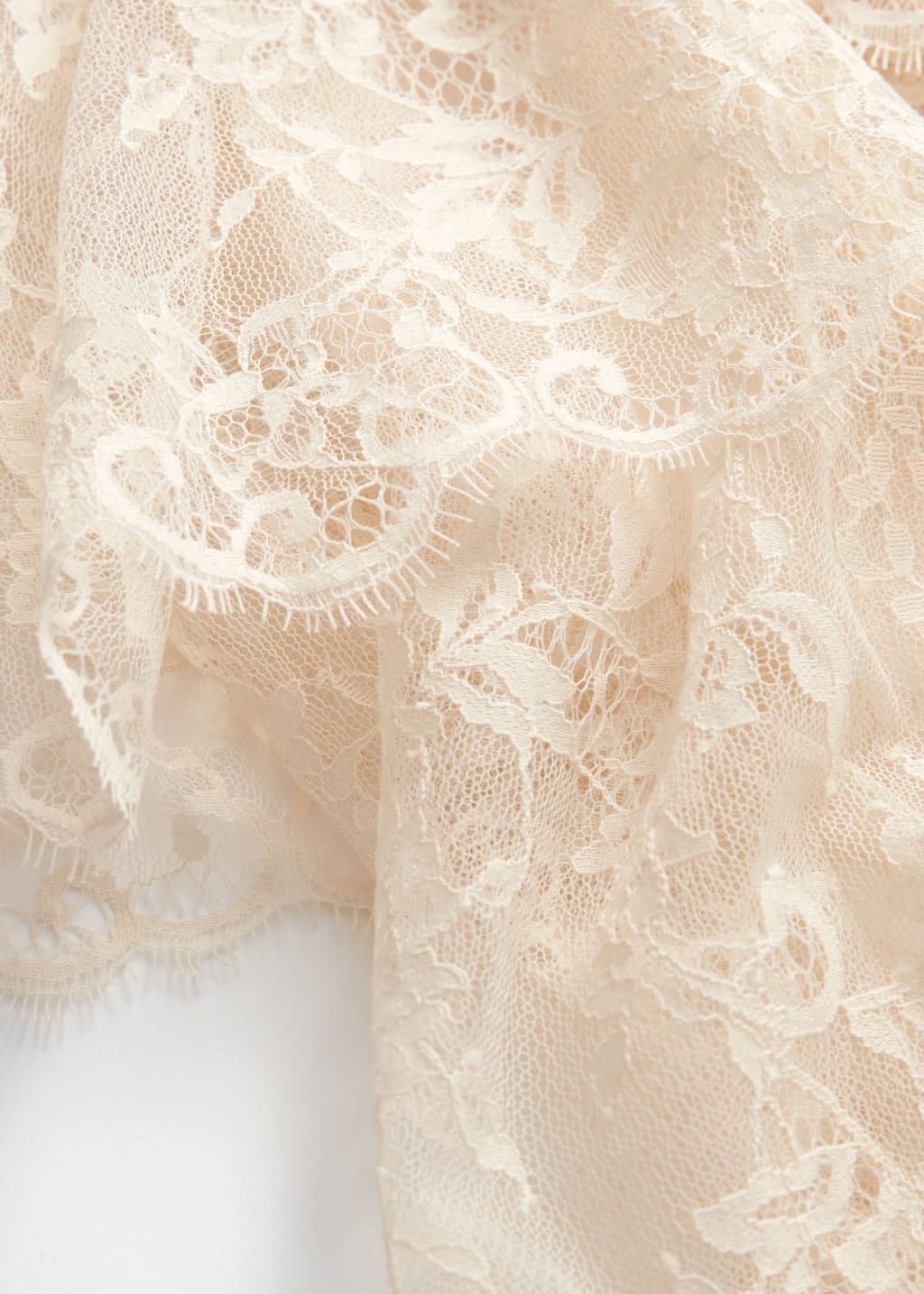 Robe longue en dentelle volantée - {{variantName}} - Descriptive Detail