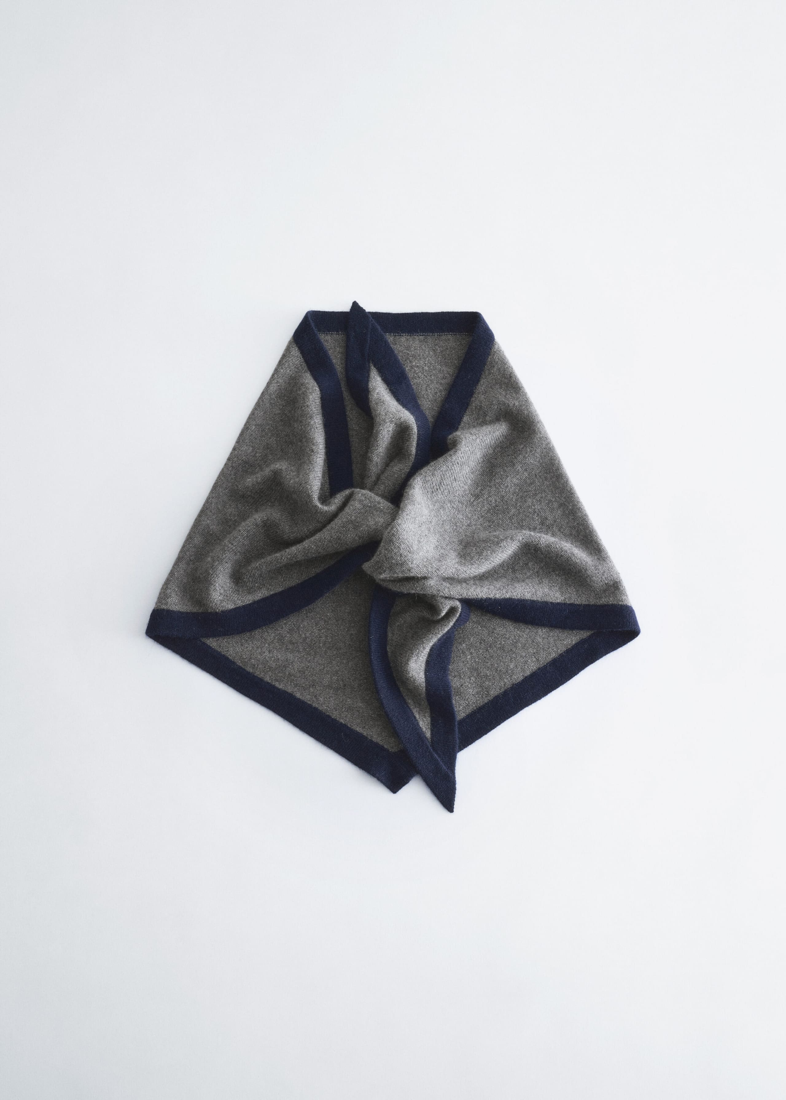 Silk-Cashmere Triangle Scarf - Dark Blue/Brown - Still Life