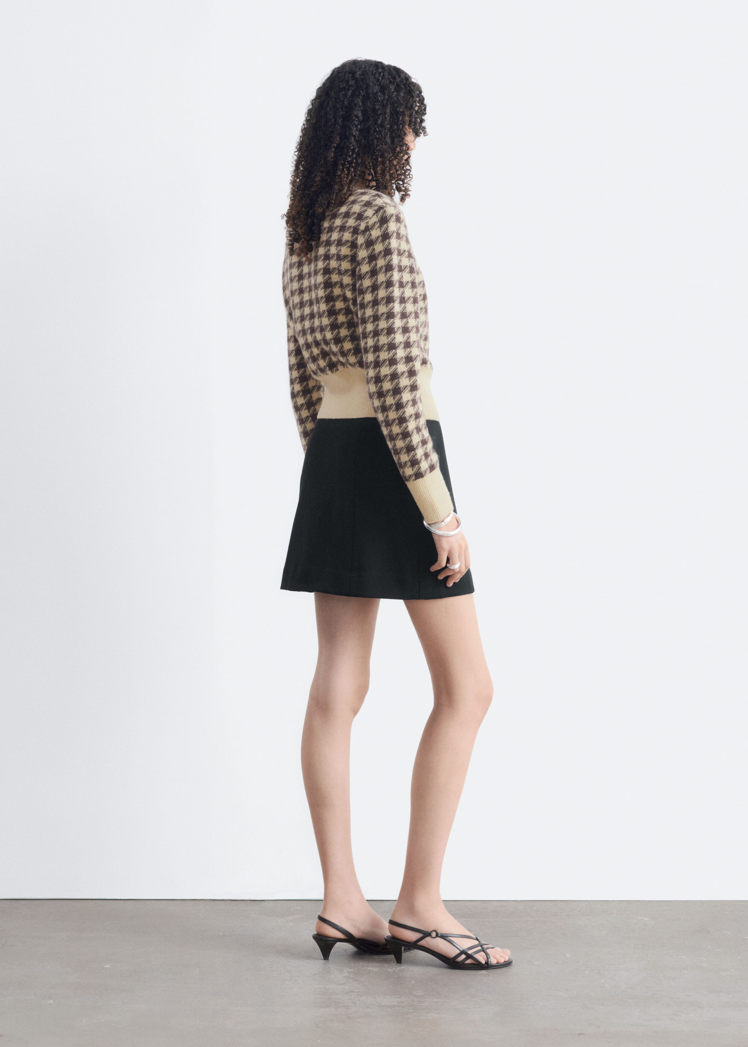 Mohair-Blend Jacquard Cardigan - Turquoise/Navy Houndstooth - Lookbook