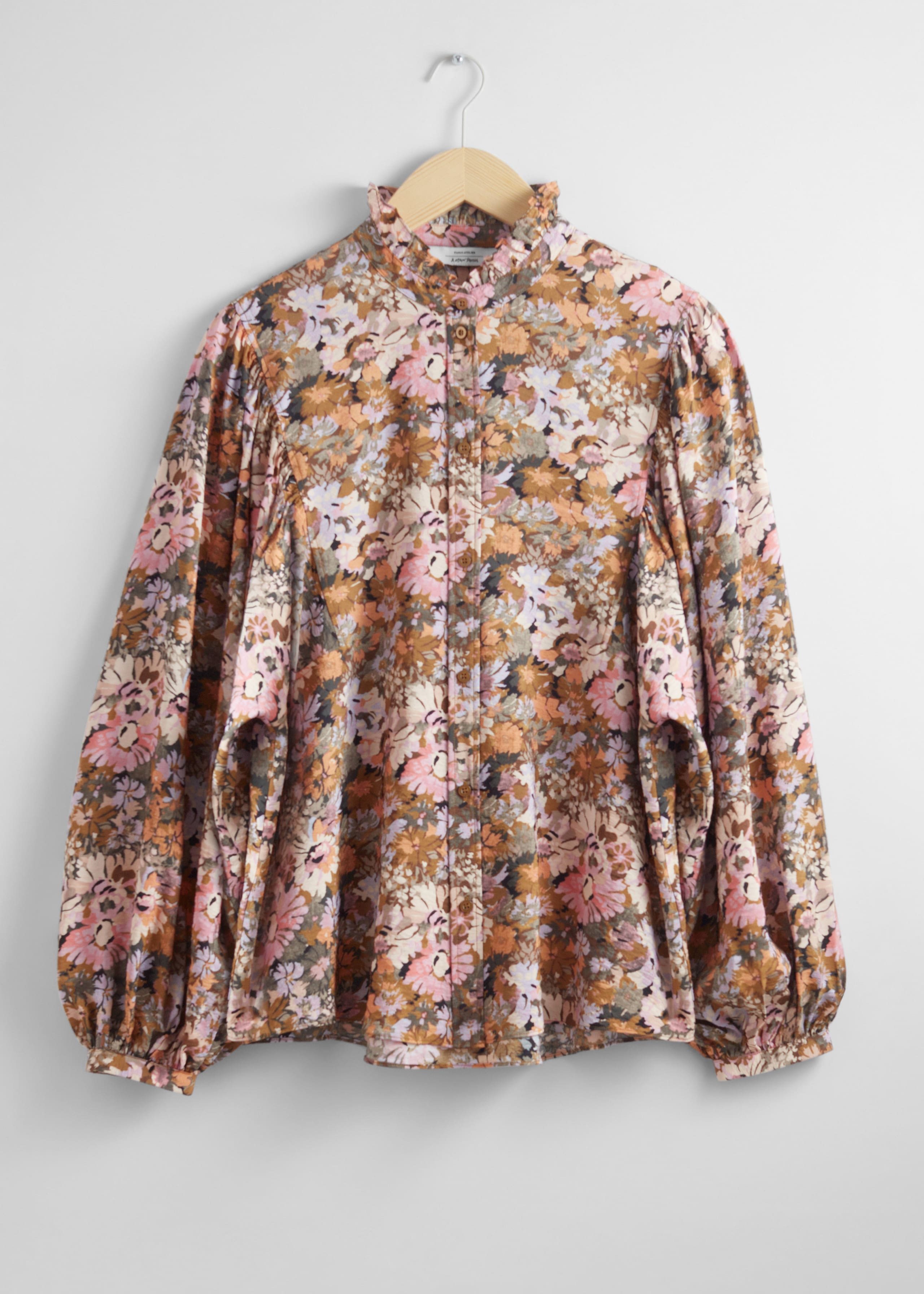 Camicetta con gala lungo il colletto - Rosa/Bianco/Beige - Natura morta