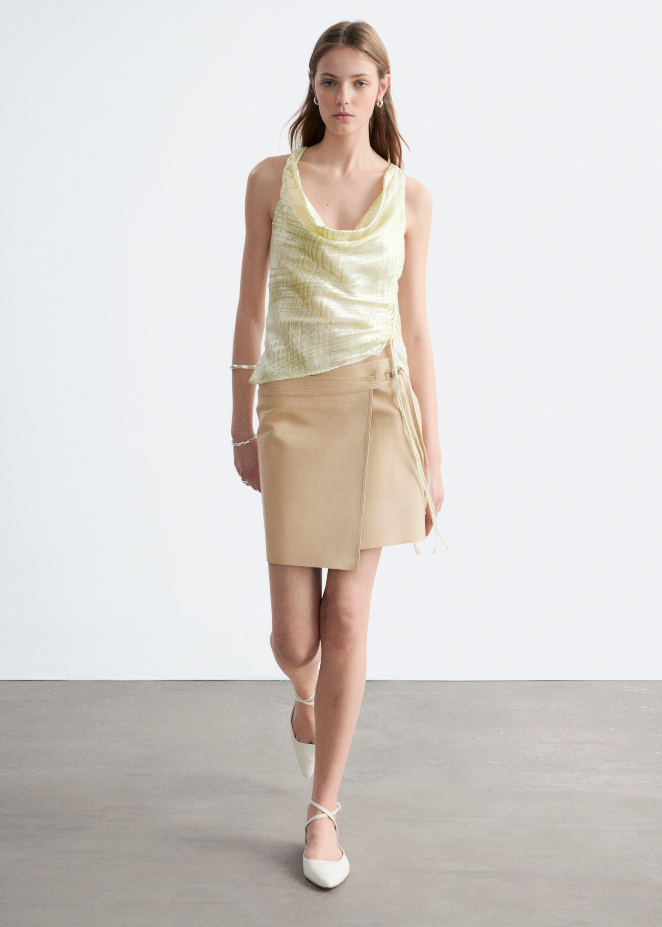 Image of Leather Wrap Mini Skirt