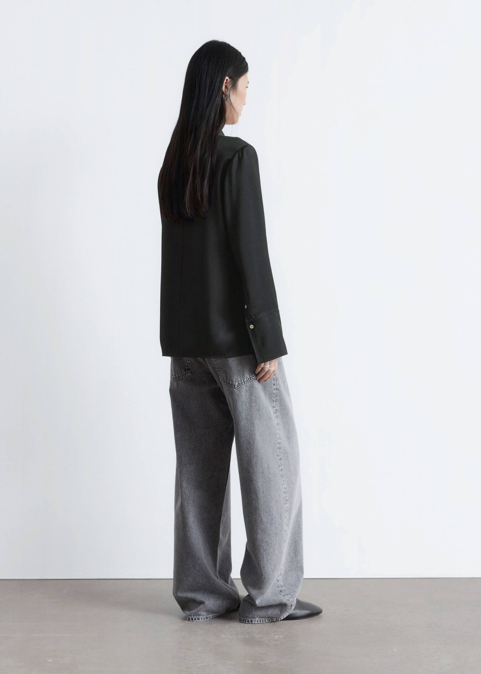 Satin Shirt - Black/Grey - 7