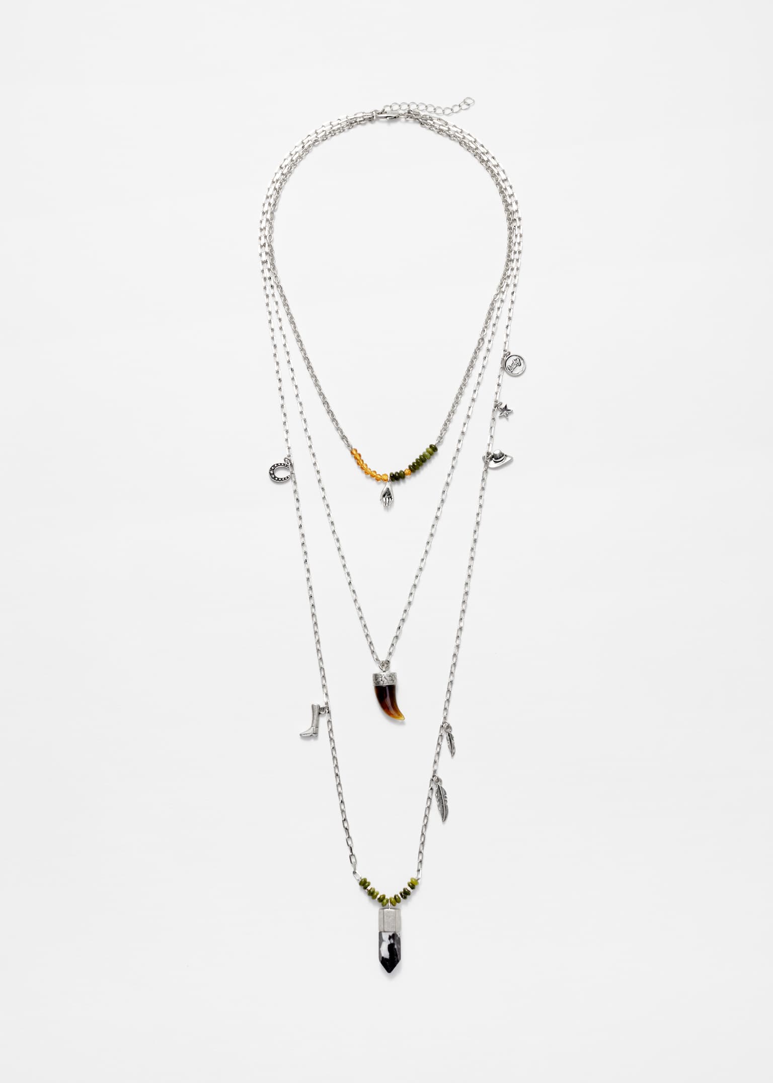 Collar en capas con colgante - Plata