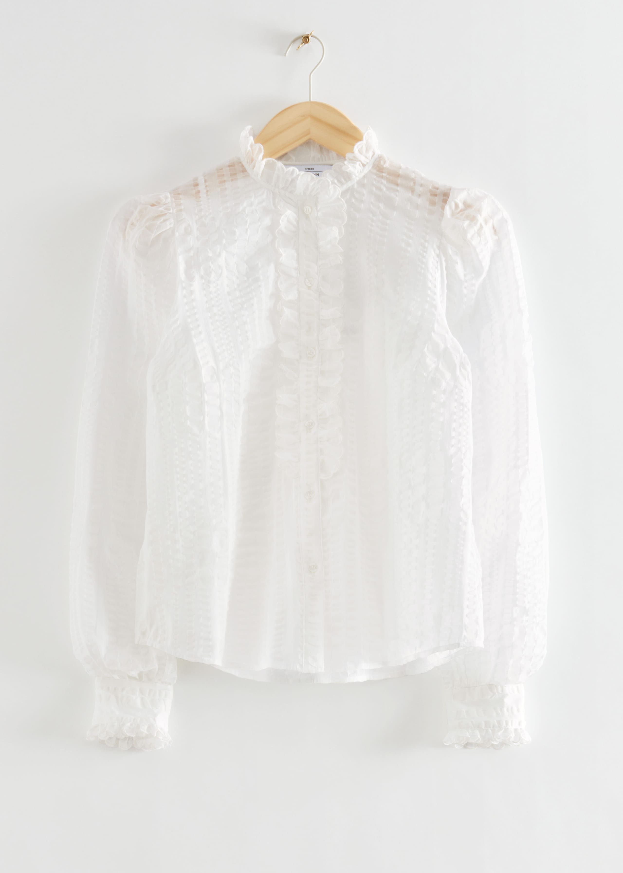 Structured Frill Detail Blouse - White - Stillleben