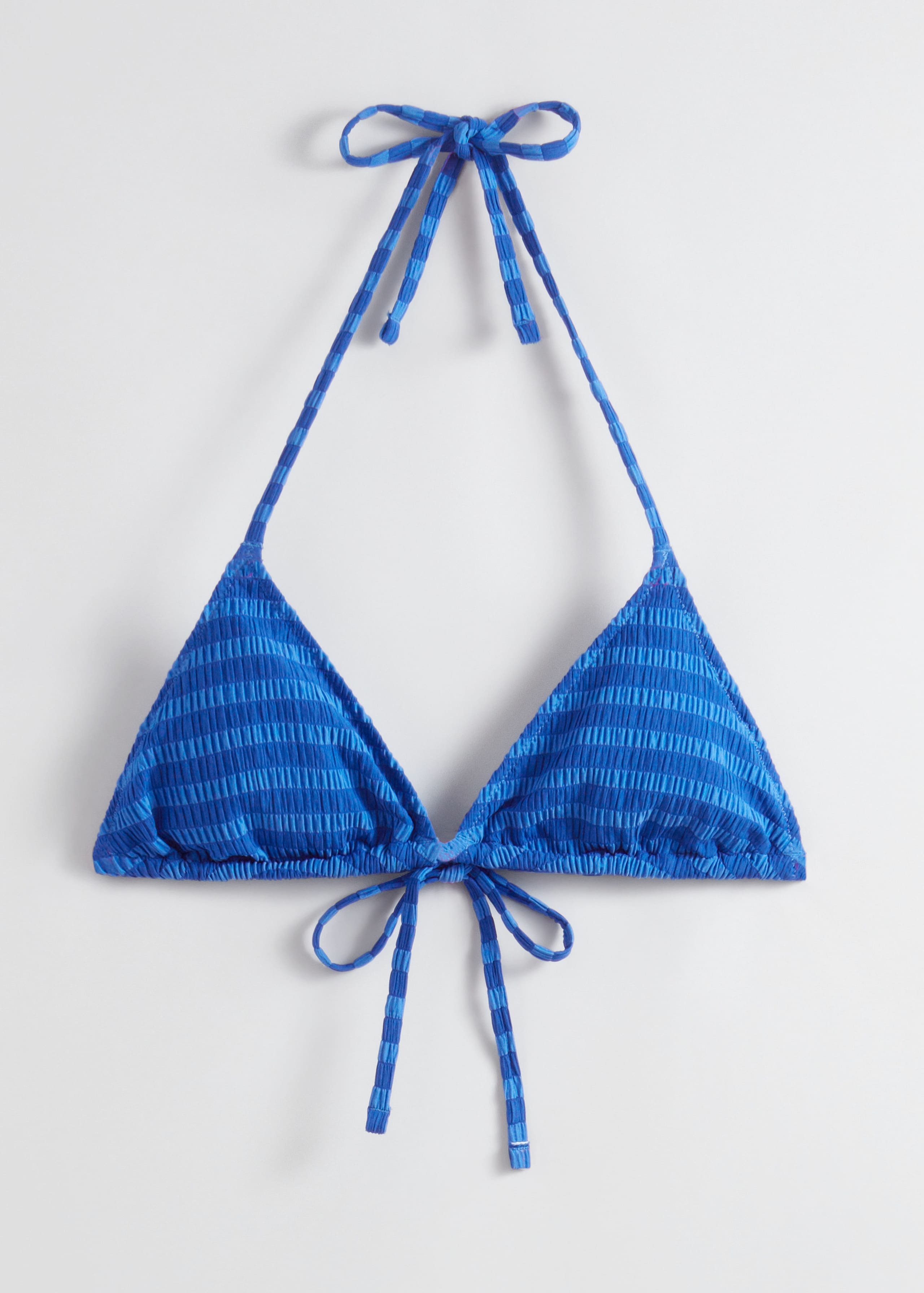 Tie-Detailed Triangle Bikini Top - Red/Pink Stripes - Still Life