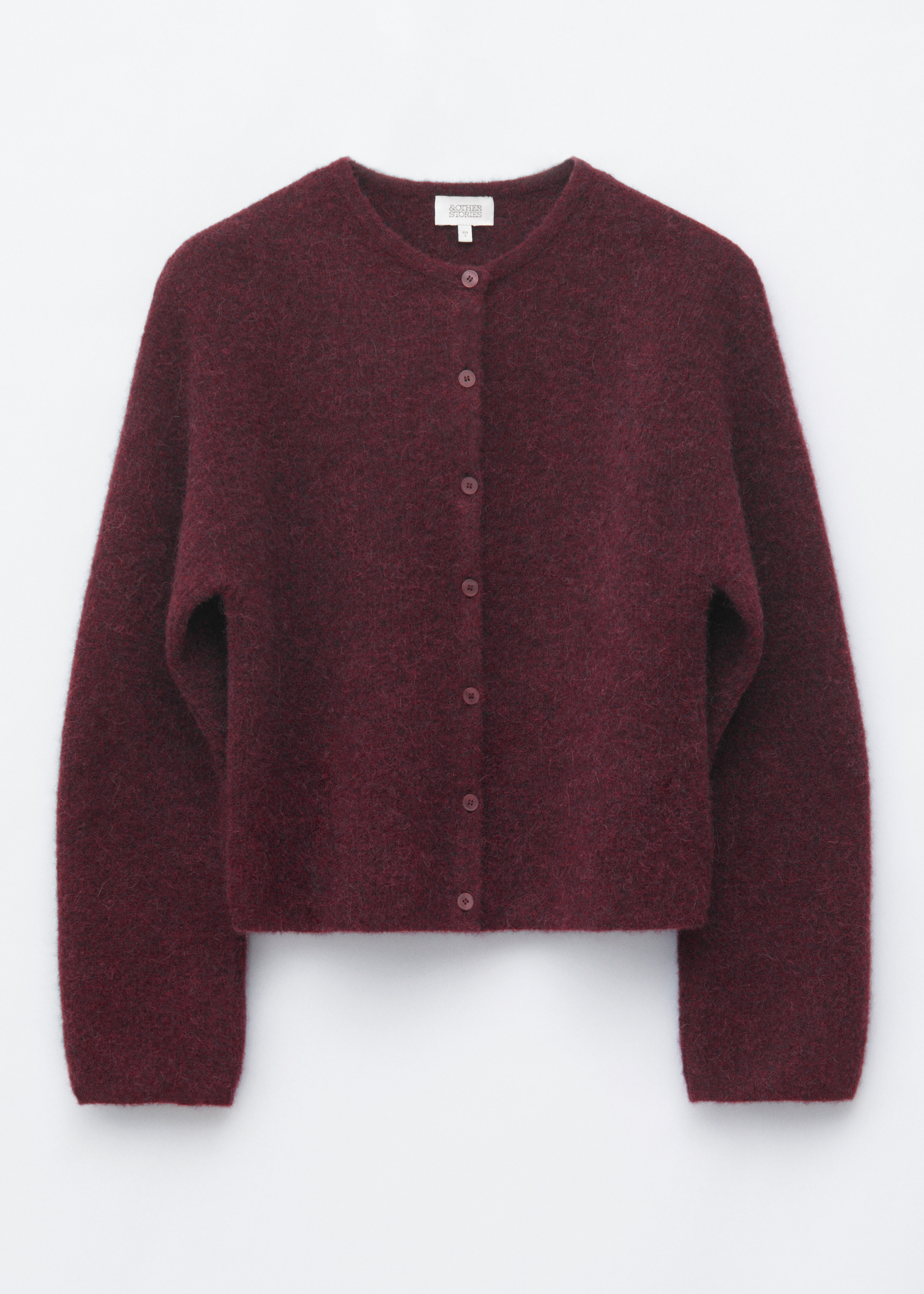 Alpaca-Blend Knitted Cardigan - Burgundy/Grey Melange/White/Beige/Pastel Yellow/Green