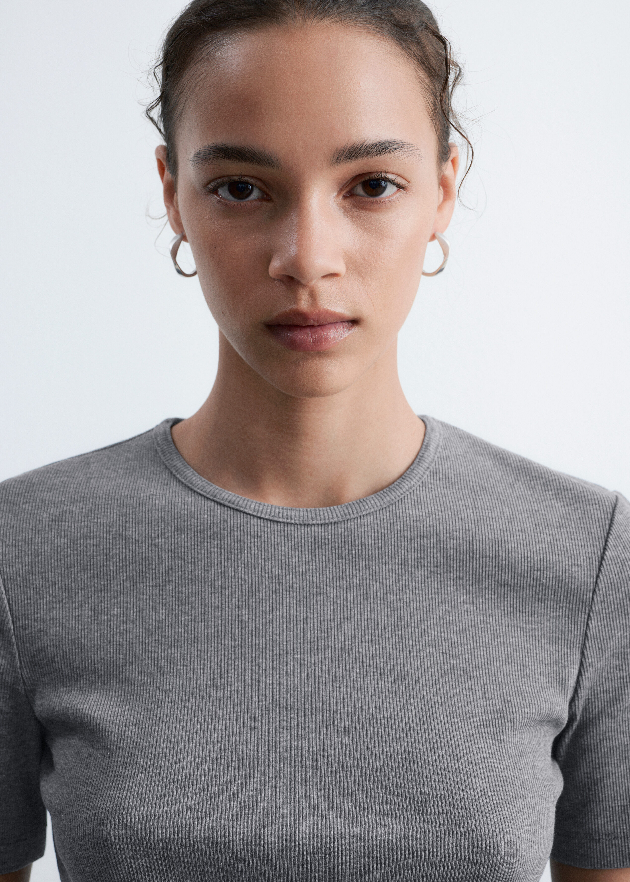 Ribbed T-Shirt - Grey Melange - T-shirts | & Other Stories US